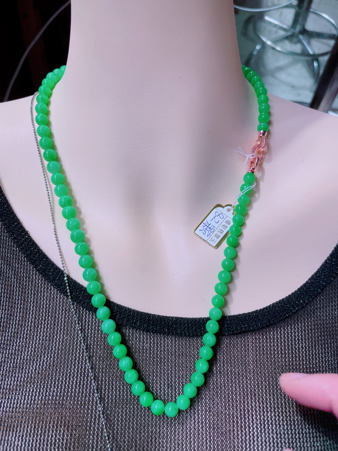 ️高冰绿珠子项链，晶莹剔透，新颖时尚，6-7
