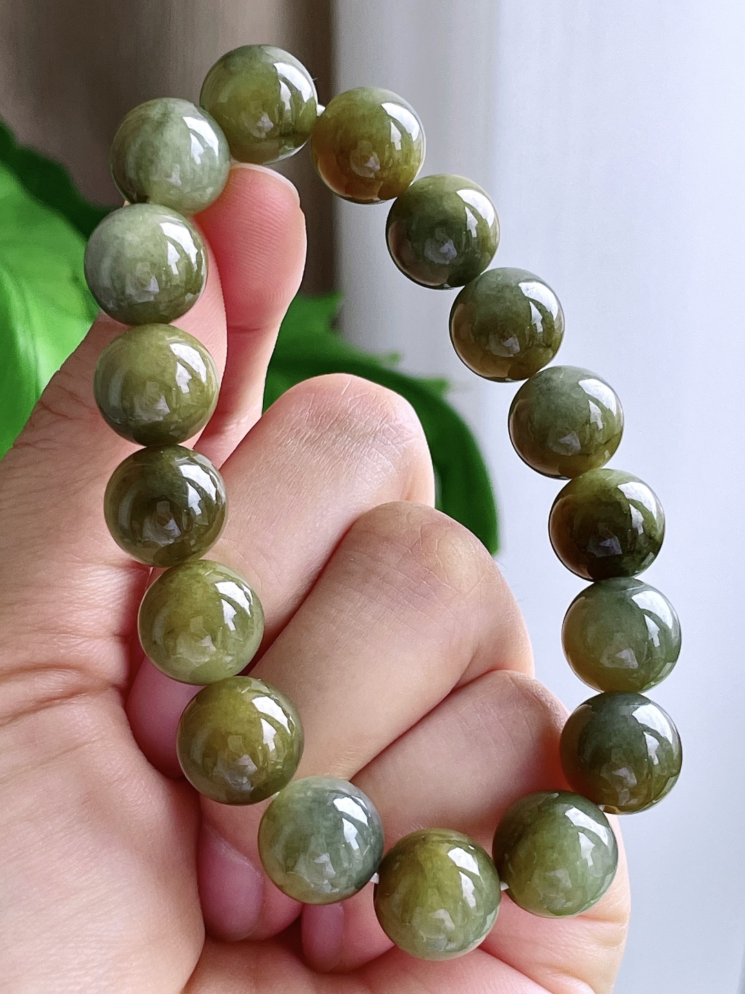 【珠子】冰黄翡手链圆珠珠子手链 【说明】缅甸 性比高 【尺寸】12.2mm 【重量】55.2克