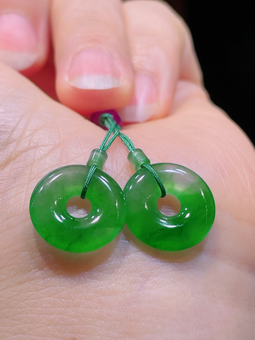冰绿耳坠，老种起光，细底通透，尺寸：15/3mm0930