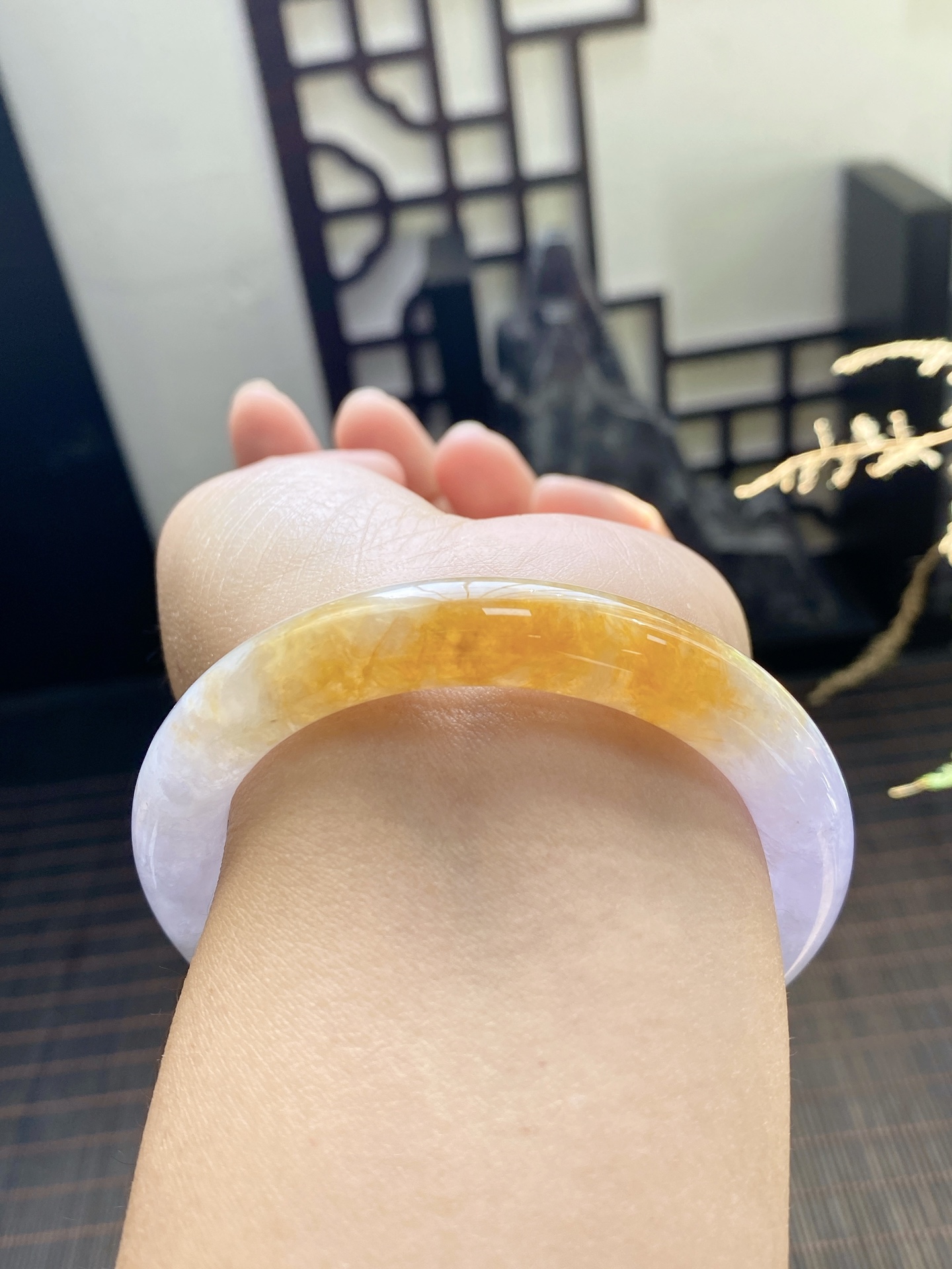 鸡油黄手镯 尺寸56-10-10 编号JF1016-3