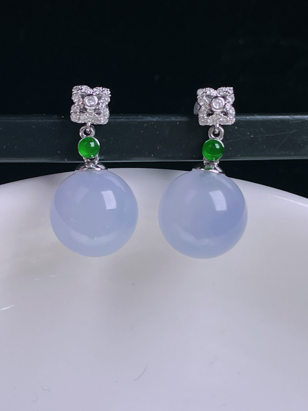 ️耳坠，18k镶嵌，老种起光，细底通透，尺寸：裸石9.8mm1005