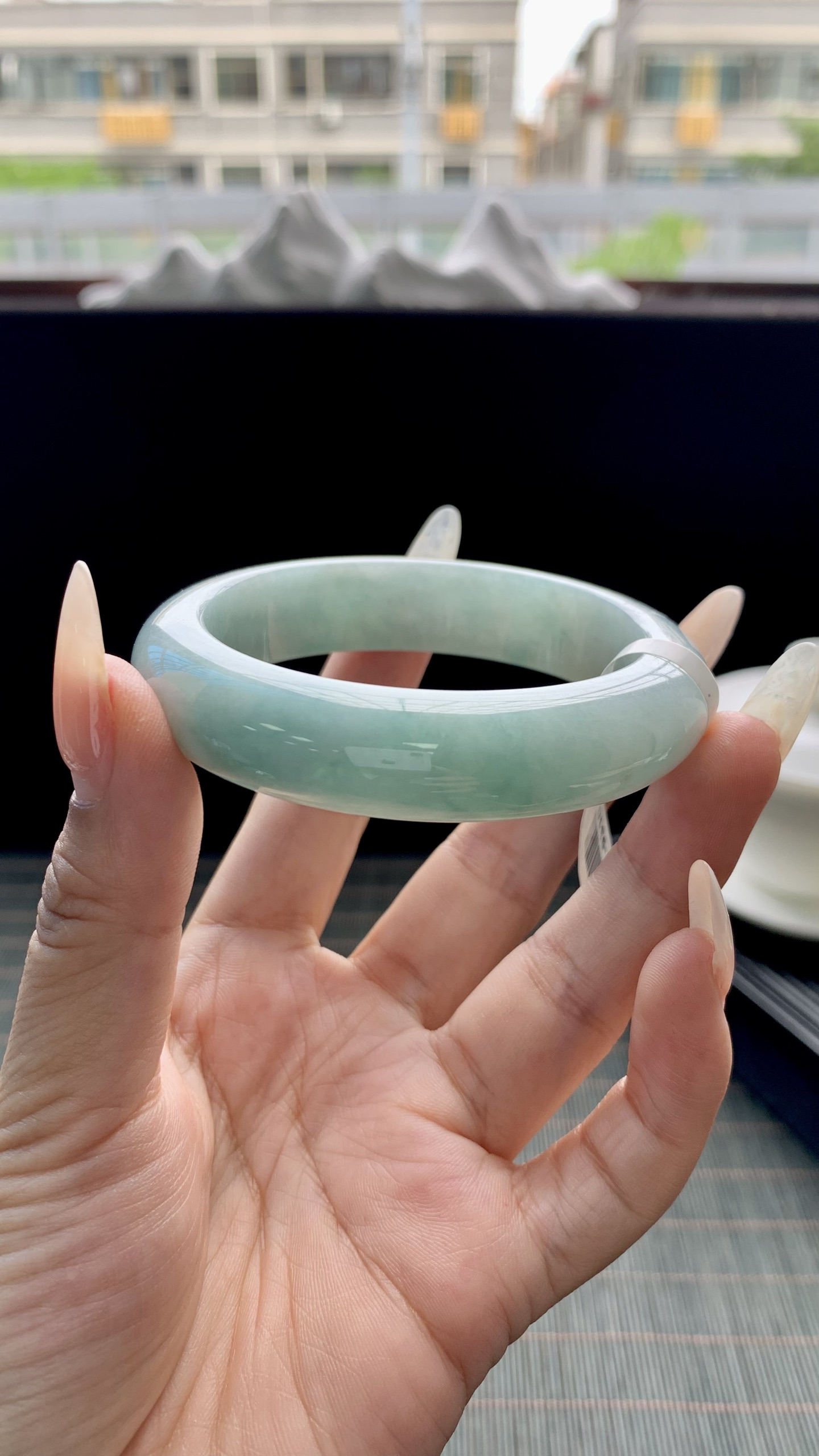宽版晴蓝底正圈手镯成品 HY-9310 尺寸：53-14-9