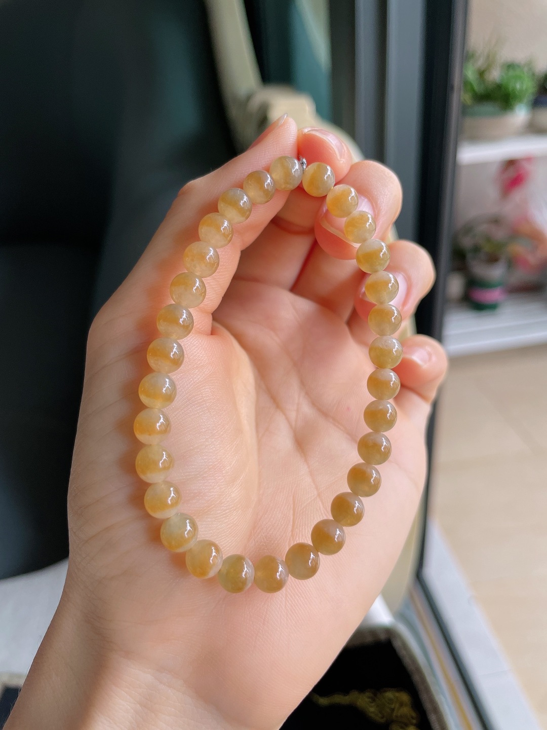 ️，冰黄翡手链，尺寸：6.4mm。【编4748】