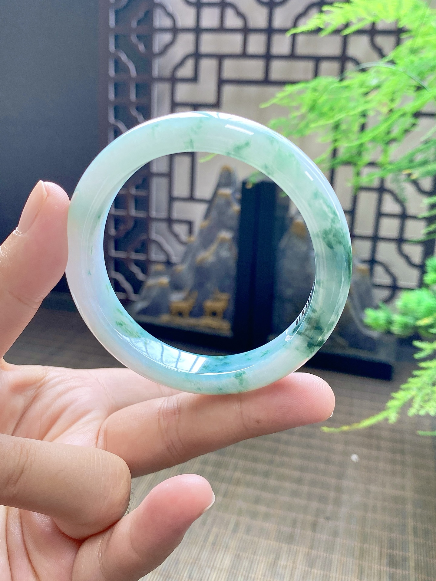 【飘蓝花手镯】【尺寸】56-8-12【编号】JF581-6