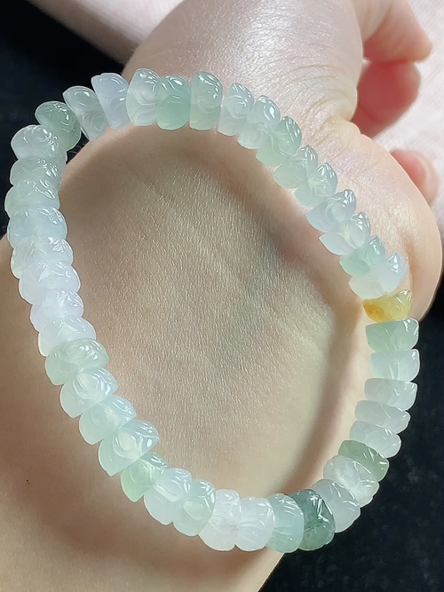 冰三彩莲花手串，尺寸7.8-4.9mm，S06ytf