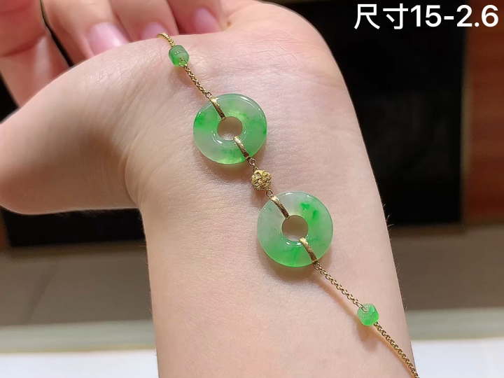 ️ 冰飘绿甜甜圈手链 ，尺寸，15-2.6
