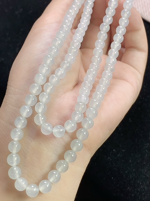 冰种玉珠项链，项链，尺寸5.2-6.0mm，108颗，S06mdy