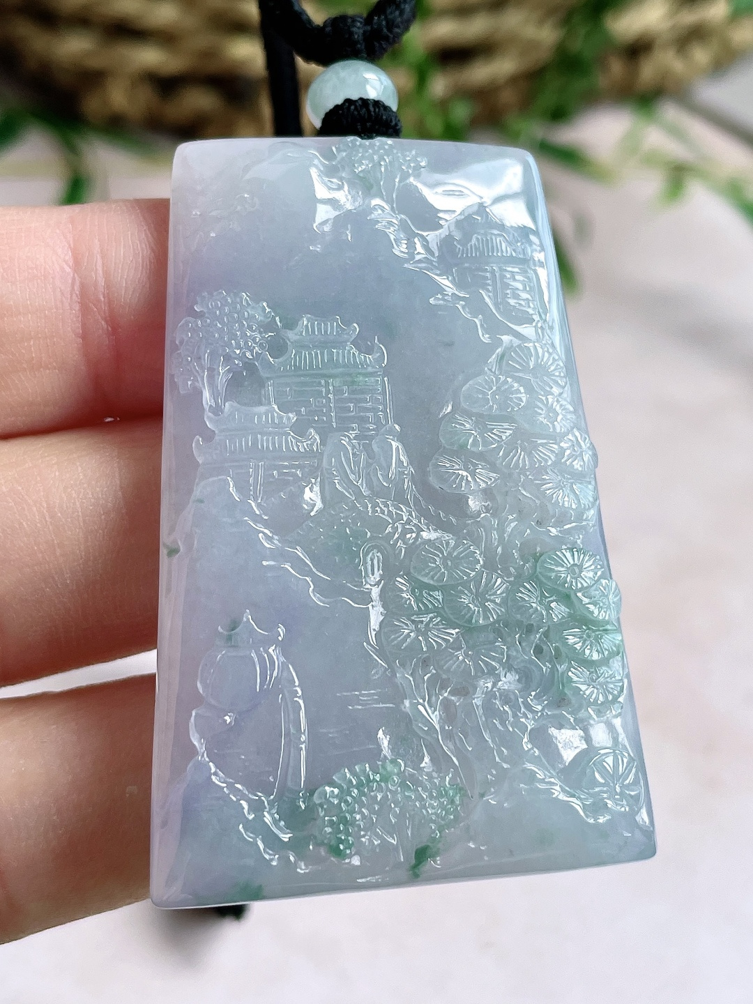 【裸石】冰飘花山水牌大山水牌吊坠 【说明】缅甸 无裂 性比高 厚装 【尺寸】54-35.7-6 【重量】27.4克