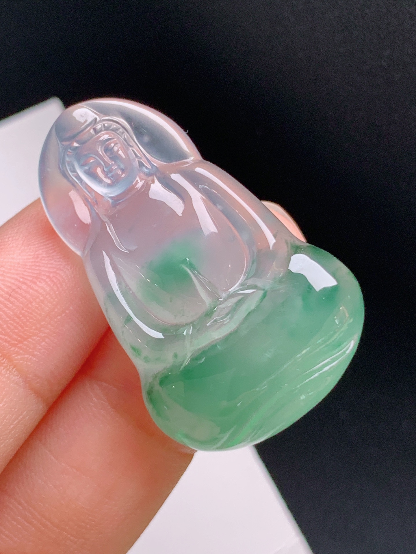 ️ 冰种飘花观音，种水通透，飘色自然，裸石35.1-22.1-6.5