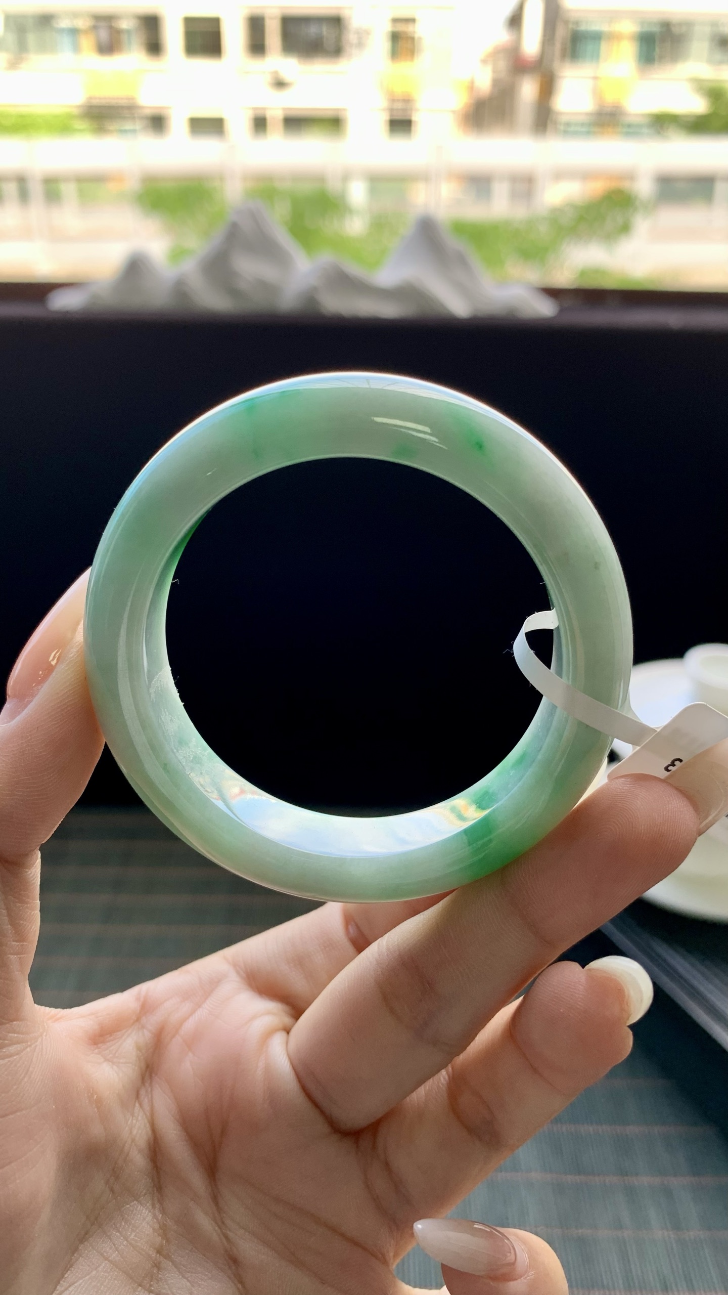 飘阳绿小圈口正圈手镯成品 HYY-3838 尺寸：48-12-9