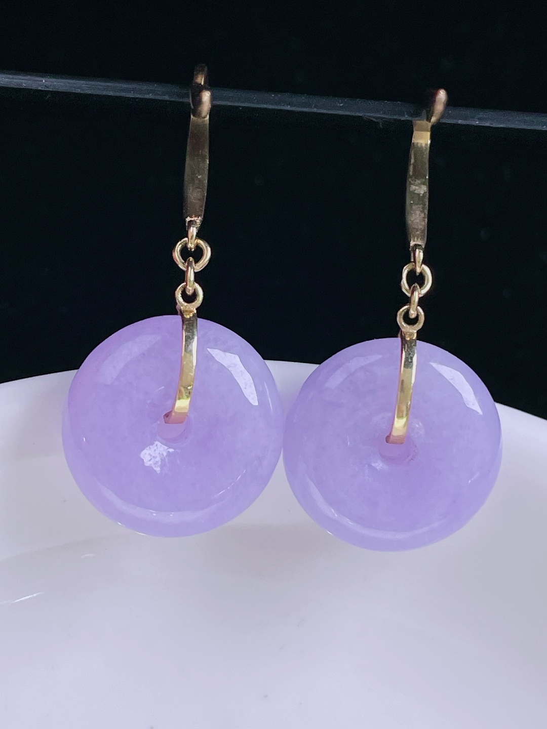 ️平安扣耳坠，18k镶嵌，老种起光，细底通透，尺寸：裸石14.4/4.8mm1006