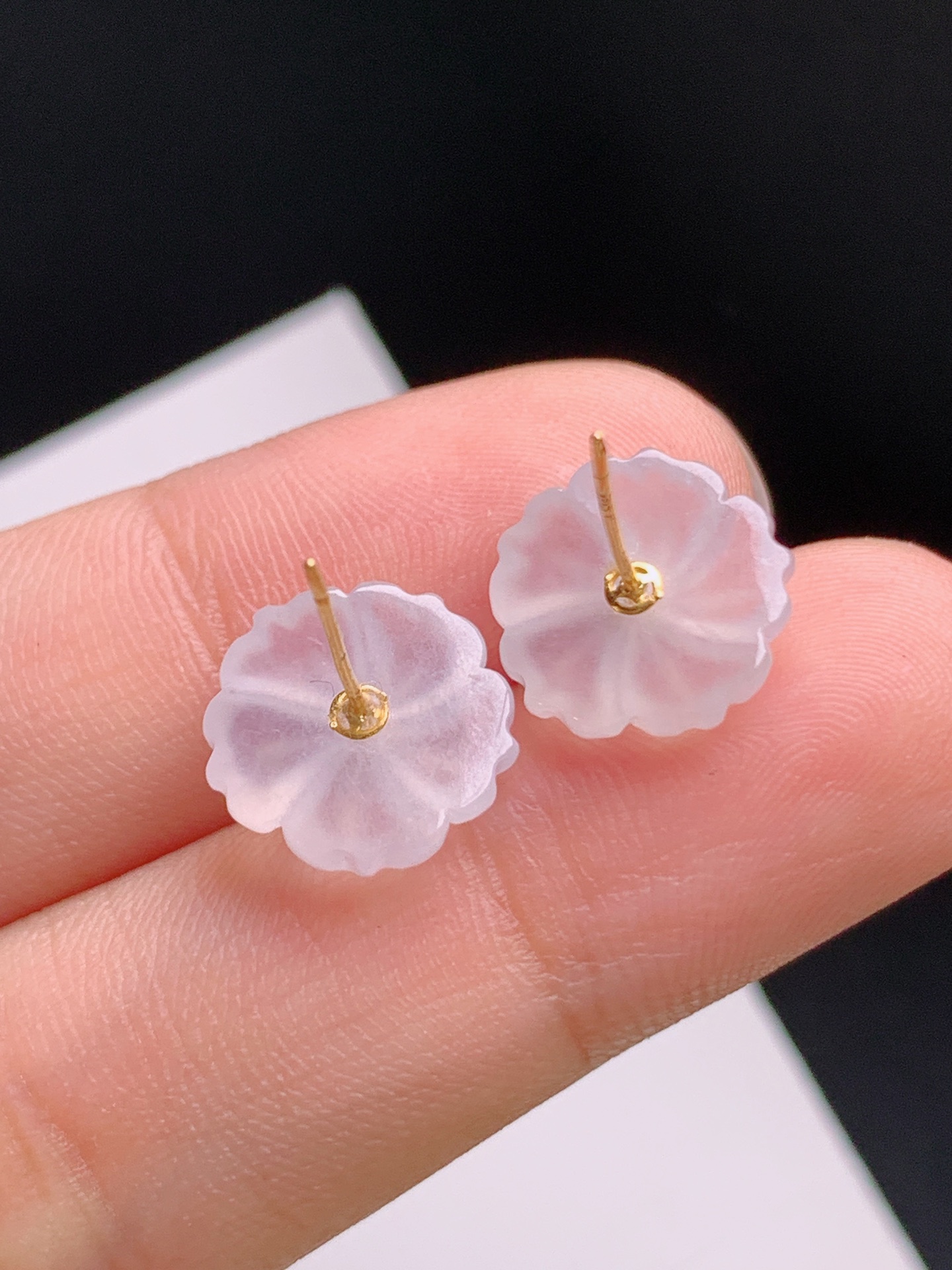 ️ 冰种小花耳钉，清透莹亮，线条柔美 裸石11.8-3.4 531004