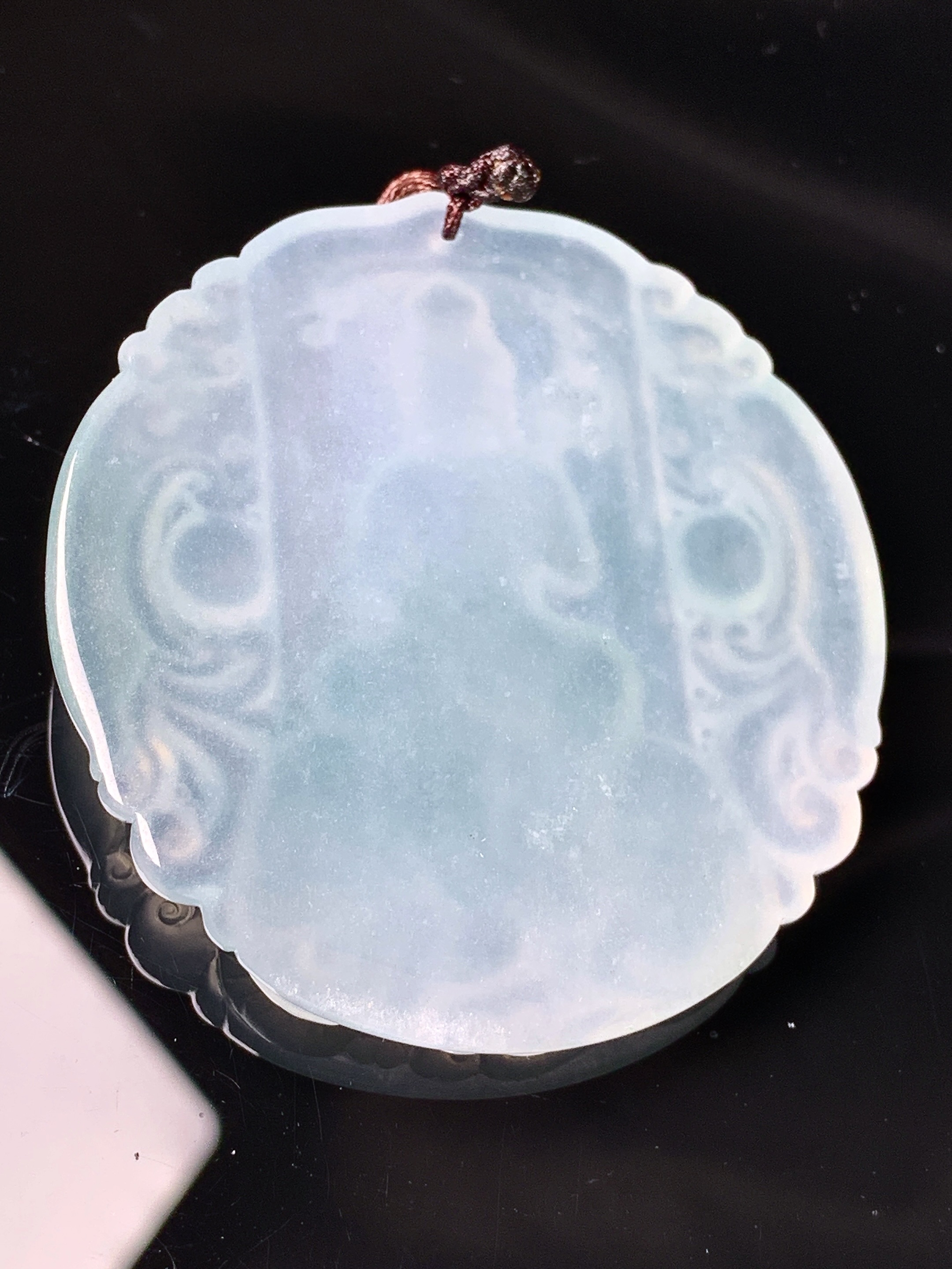冰种普贤观音菩萨吊坠 玉质细腻 色泽艳丽清新 水润亮眼 整体尺寸50.3*47.3*5.8 b2