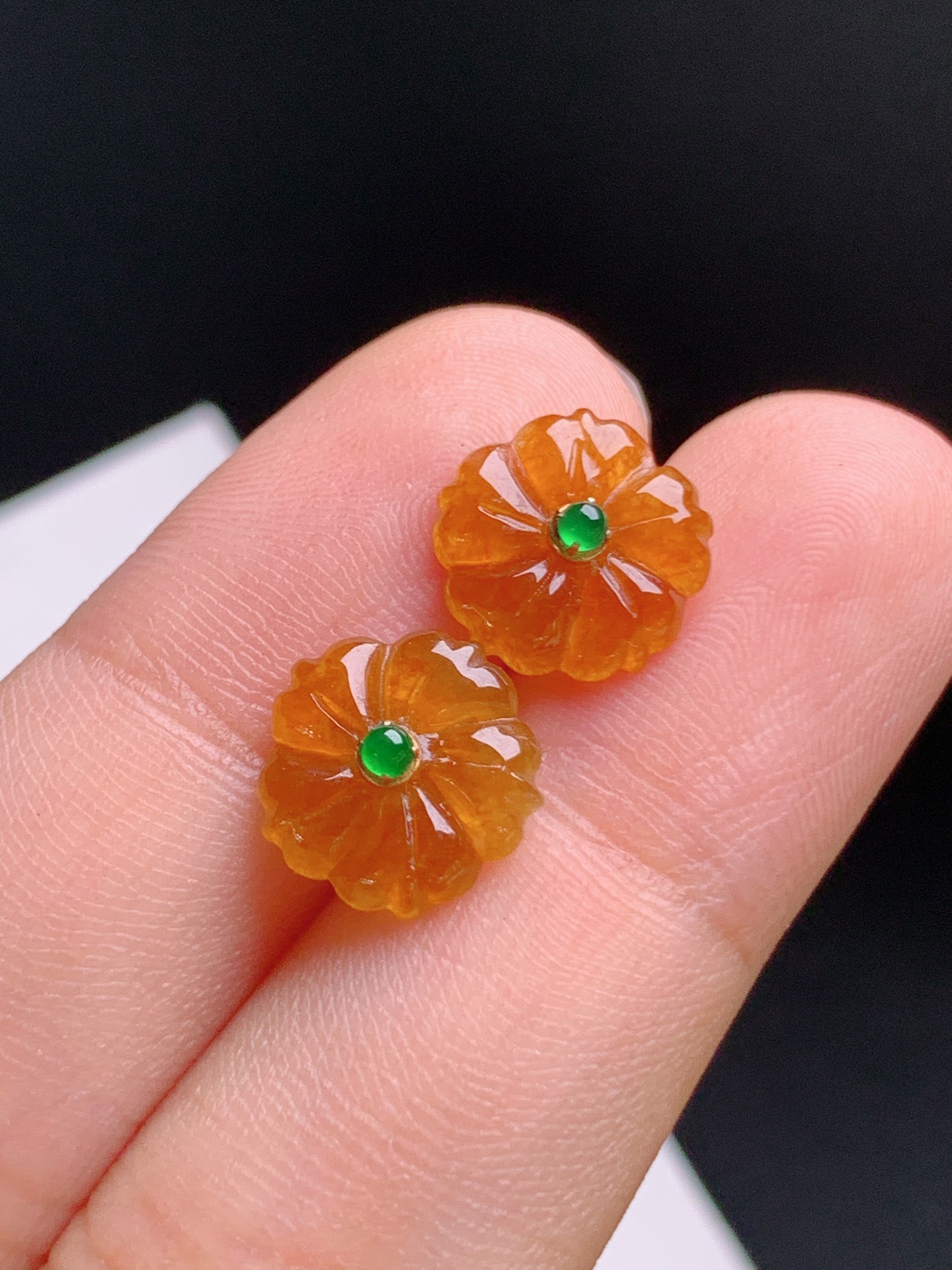 ️ 红翡小花耳钉，浓郁鲜亮，立体感强，裸石10.6-2.2 531004