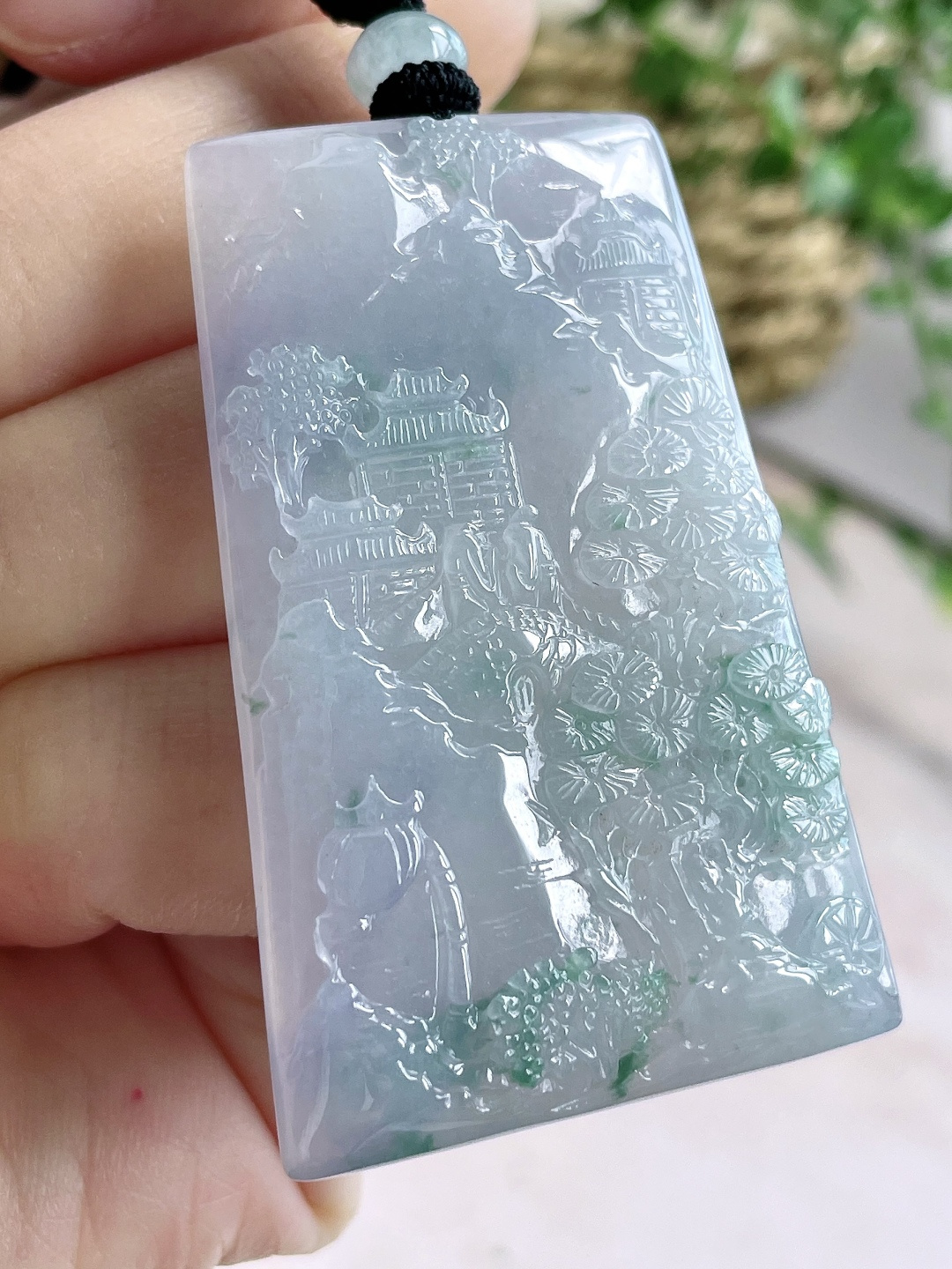 【裸石】冰飘花山水牌大山水牌吊坠 【说明】缅甸 无裂 性比高 厚装 【尺寸】54-35.7-6 【