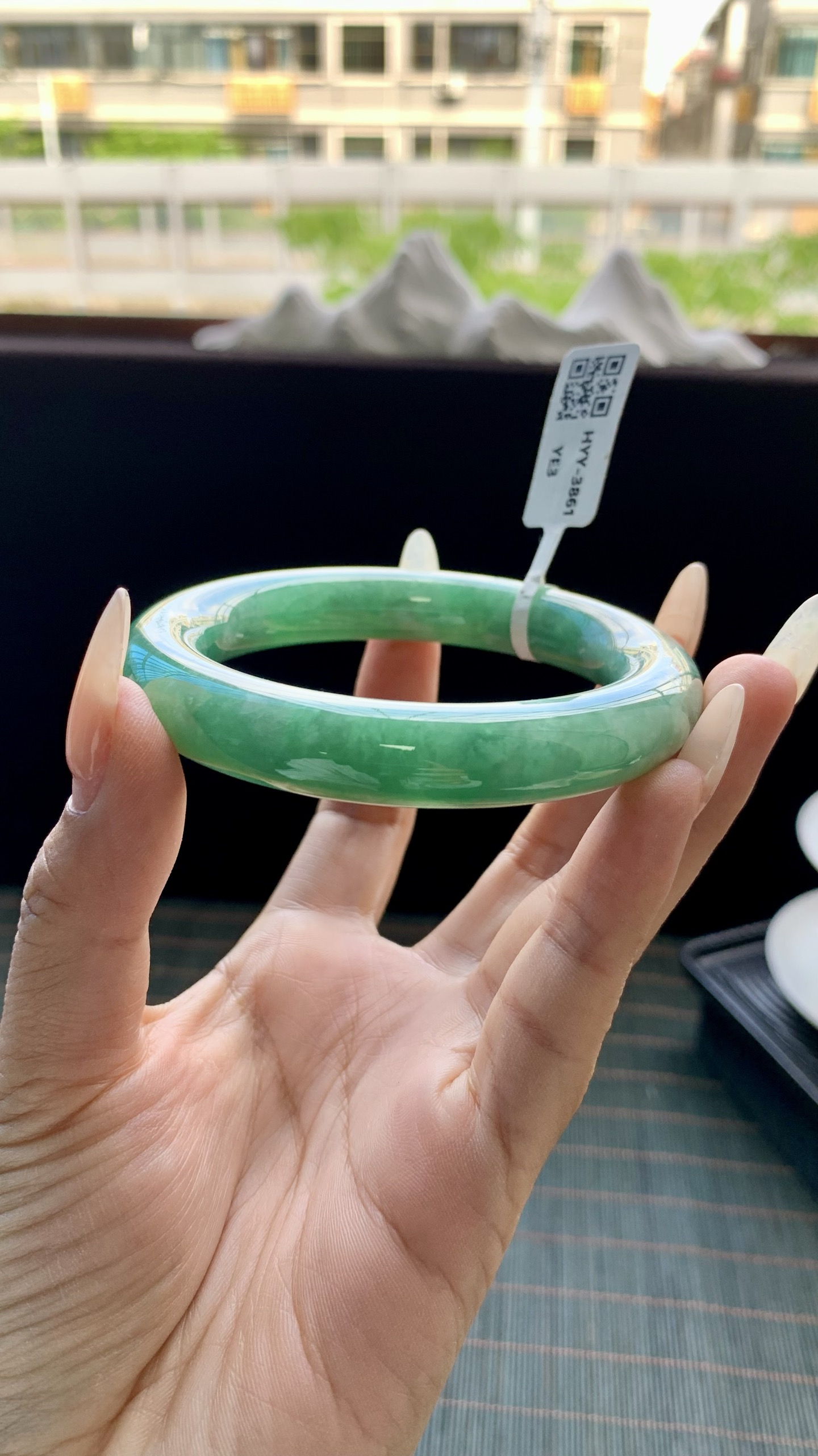 湖水绿圆条手镯成品 HYY-3861 尺寸：56-12-11