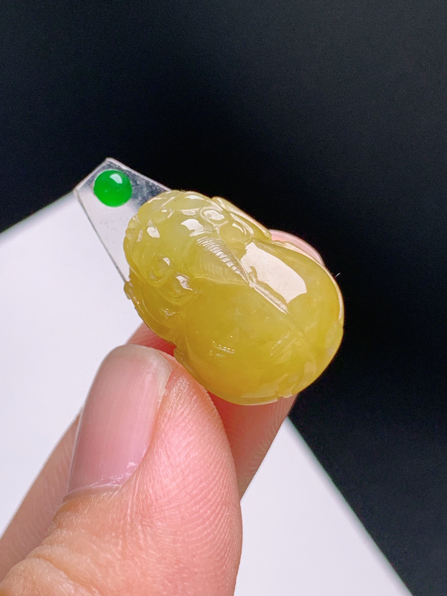 ️ 黄翡貔貅裸石，色调浓郁，雕工精致 裸石19.5-13.8-6 13