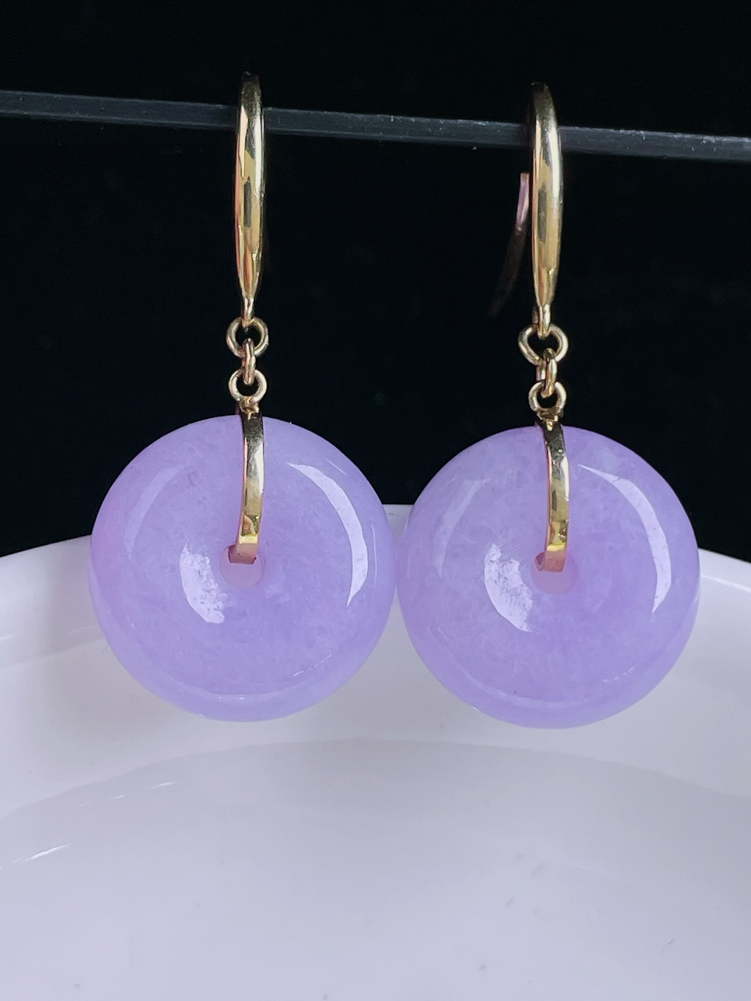 ️平安扣耳坠，18k镶嵌，老种起光，细底通透，尺寸：裸石14.4/4.8mm1006