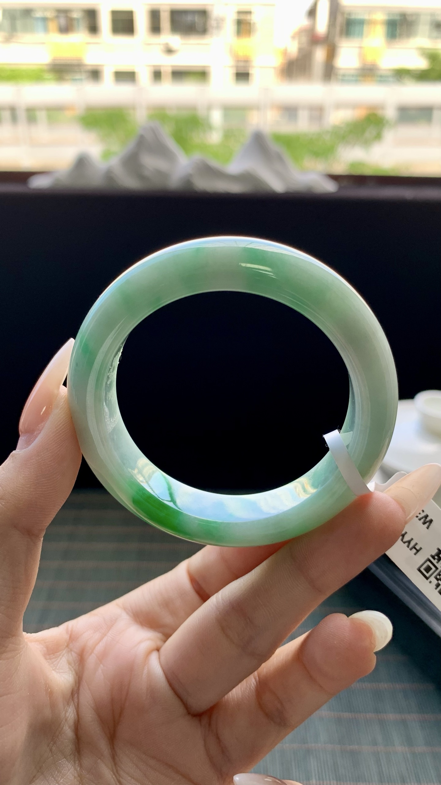 飘阳绿小圈口正圈手镯成品 HYY-3838 尺寸：48-12-9