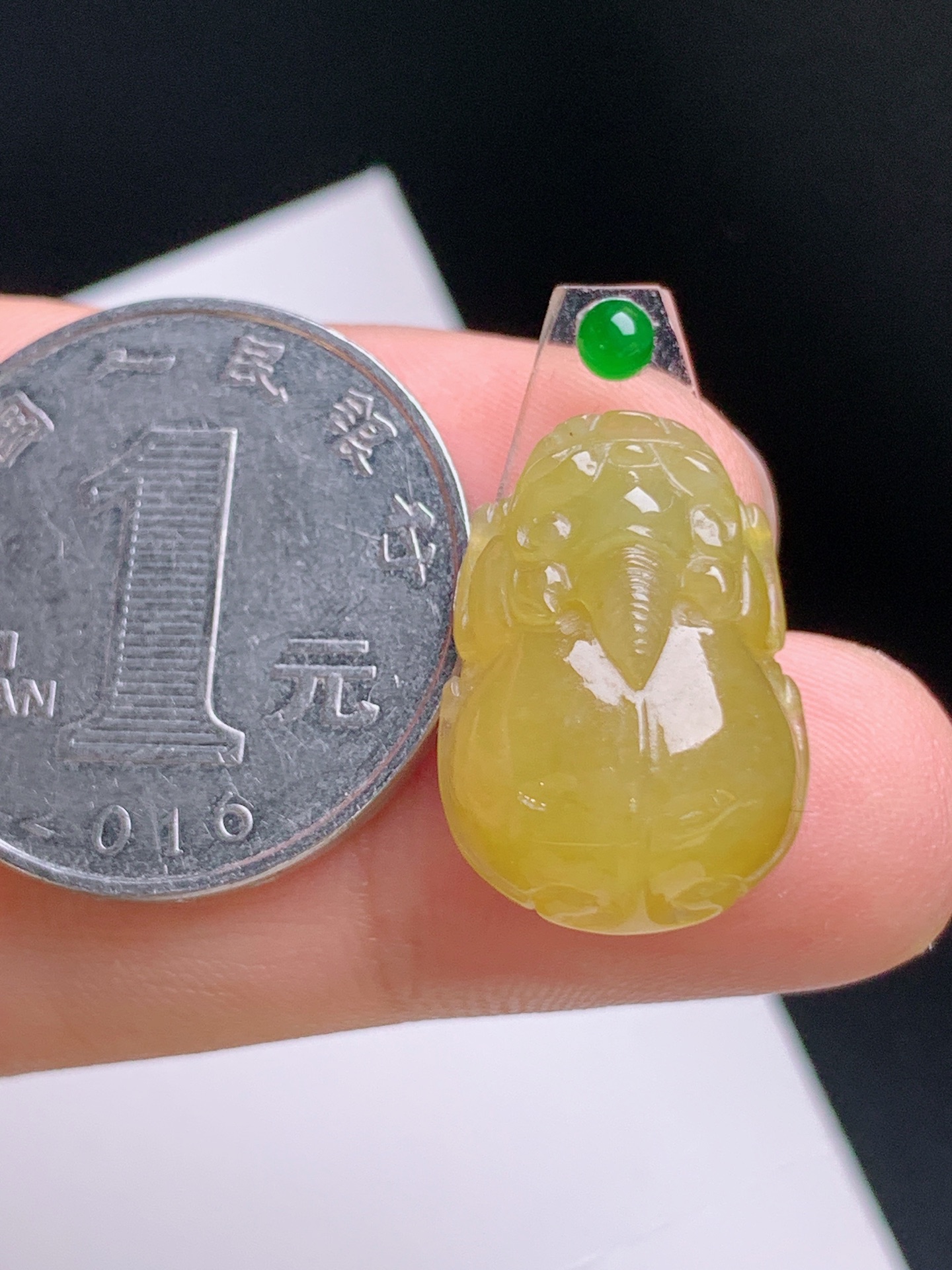 ️ 黄翡貔貅裸石，色调浓郁，雕工精致 裸石19.5-13.8-6 13