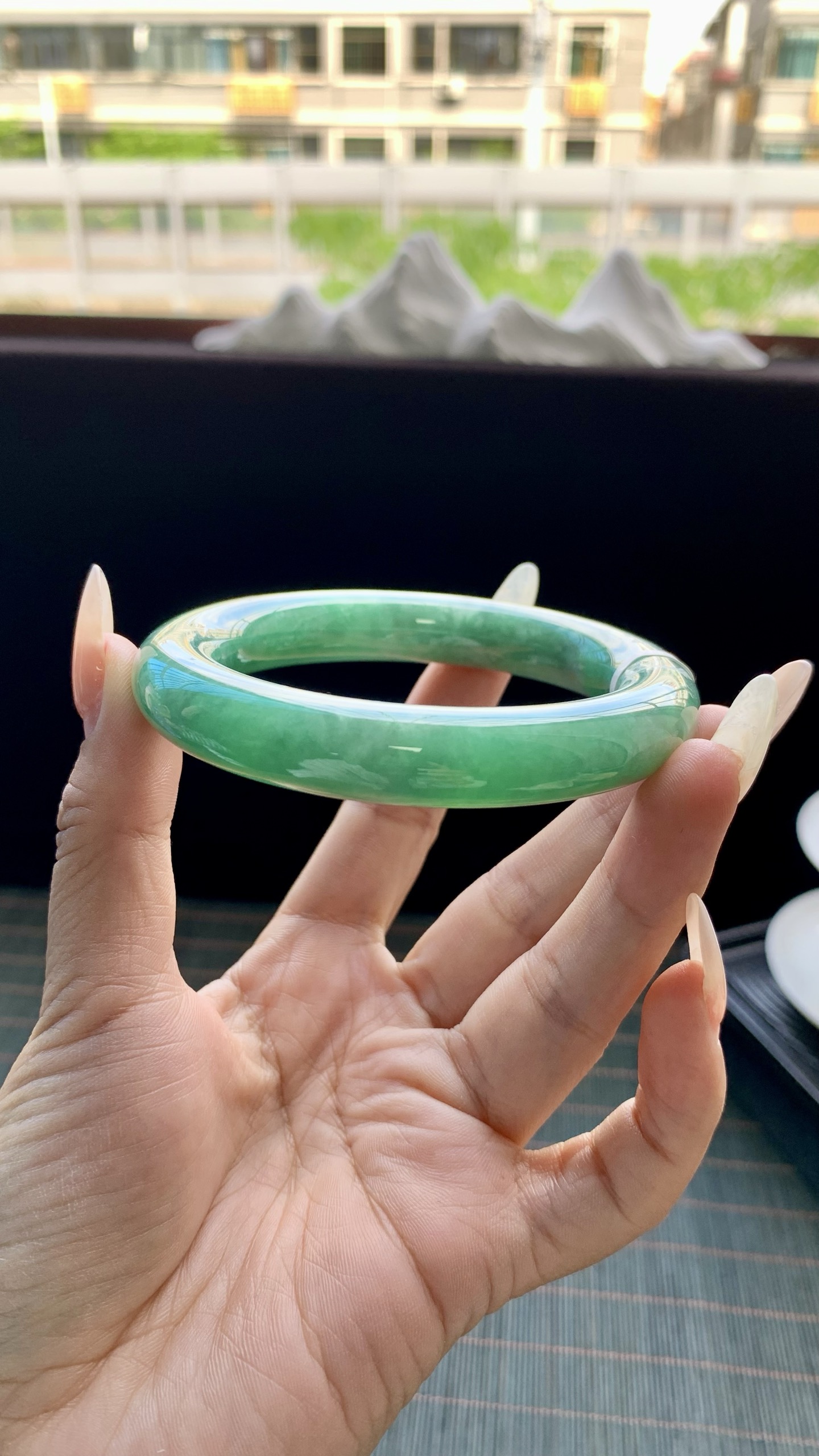 湖水绿圆条手镯成品 HYY-3861 尺寸：56-12-11