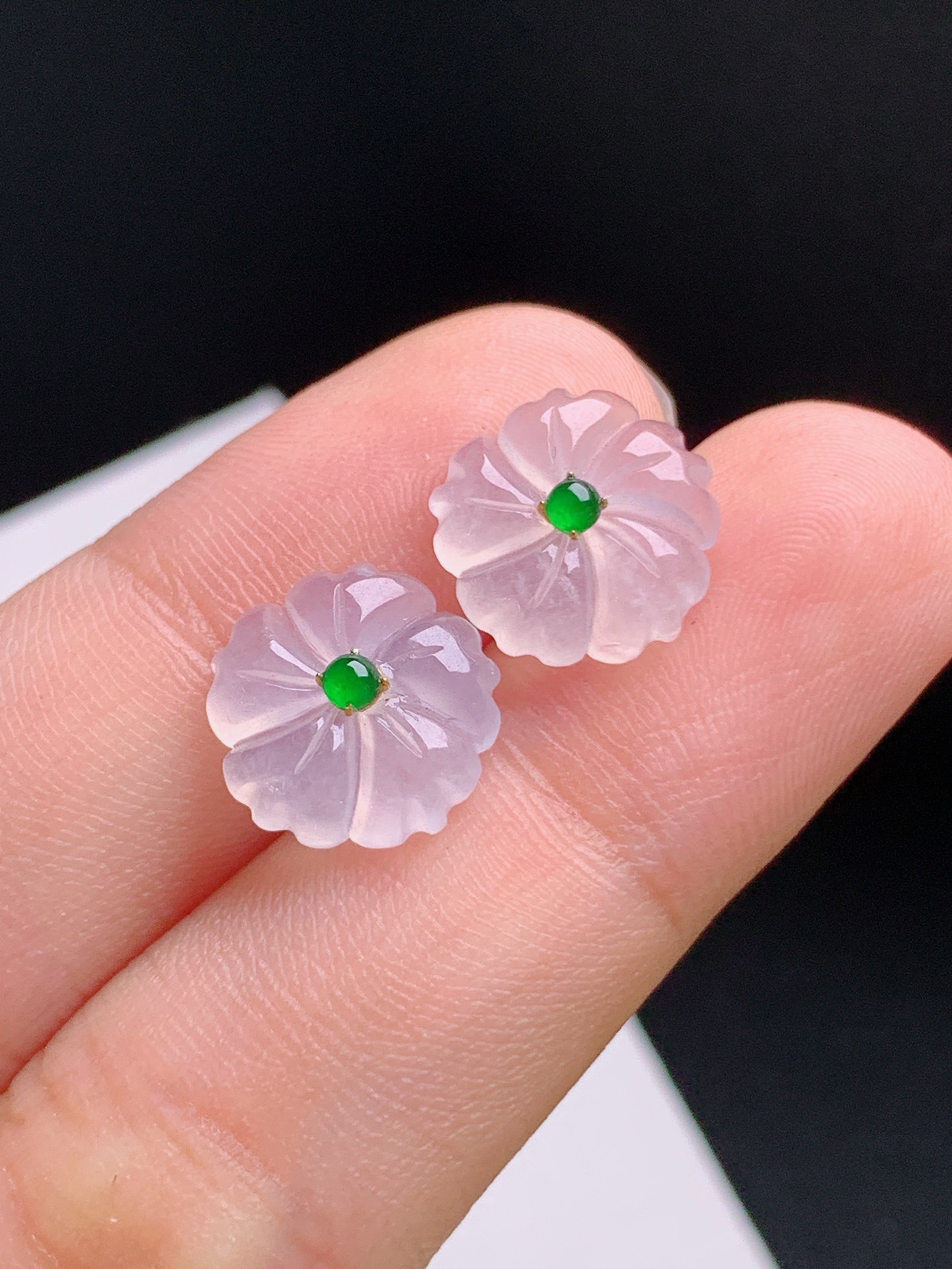 ️ 冰种小花耳钉，清透莹亮，线条柔美 裸石11.8-3.4 531004