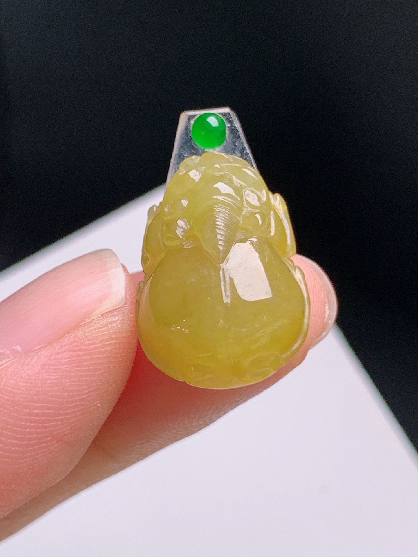 ️ 黄翡貔貅裸石，色调浓郁，雕工精致 裸石19.5-13.8-6 13
