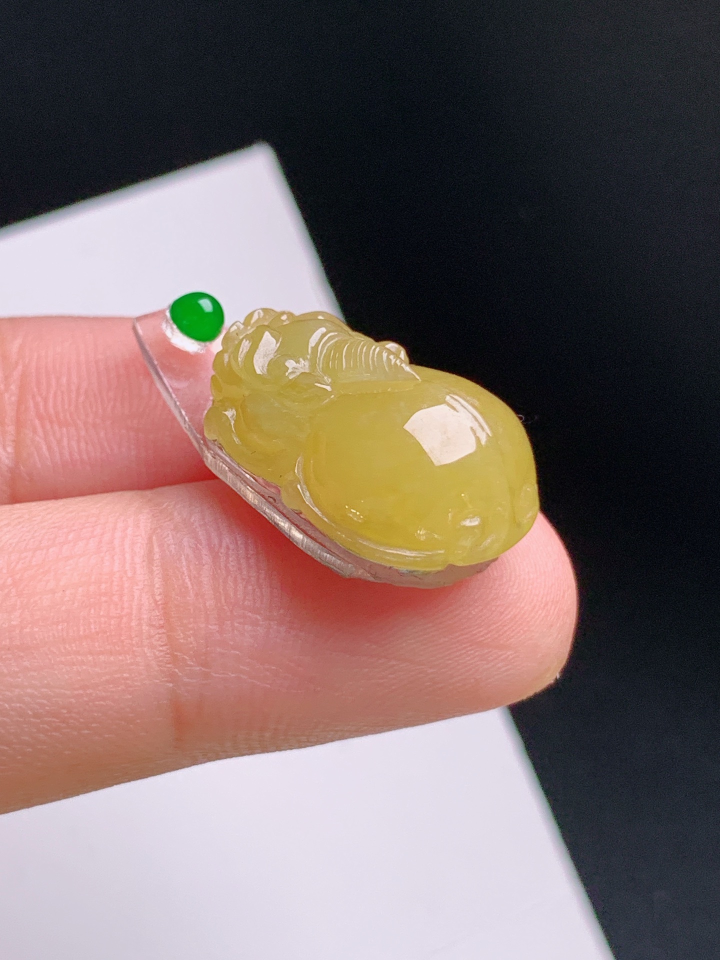 ️ 黄翡貔貅裸石，色调浓郁，雕工精致 裸石19.5-13.8-6 13