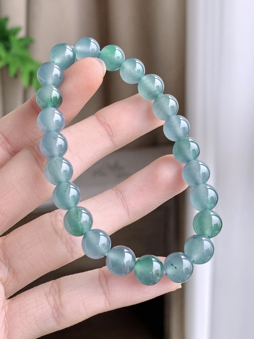 【珠子】冰天空蓝手串圆珠子手串 【说明】 性比高 老蓝水 【尺寸】8.4mm 【重量】23.2克