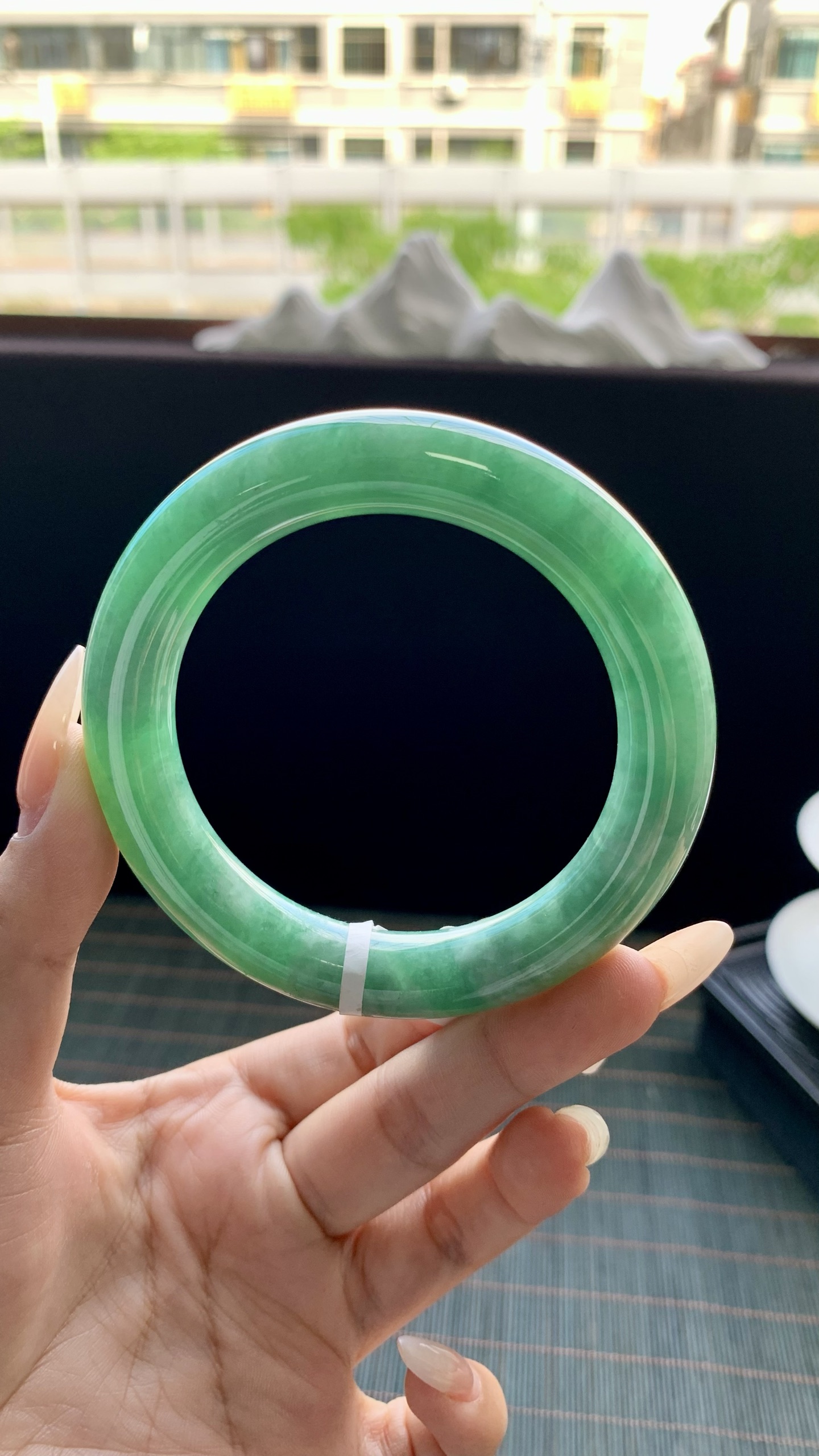 湖水绿圆条手镯成品 HYY-3861 尺寸：56-12-11