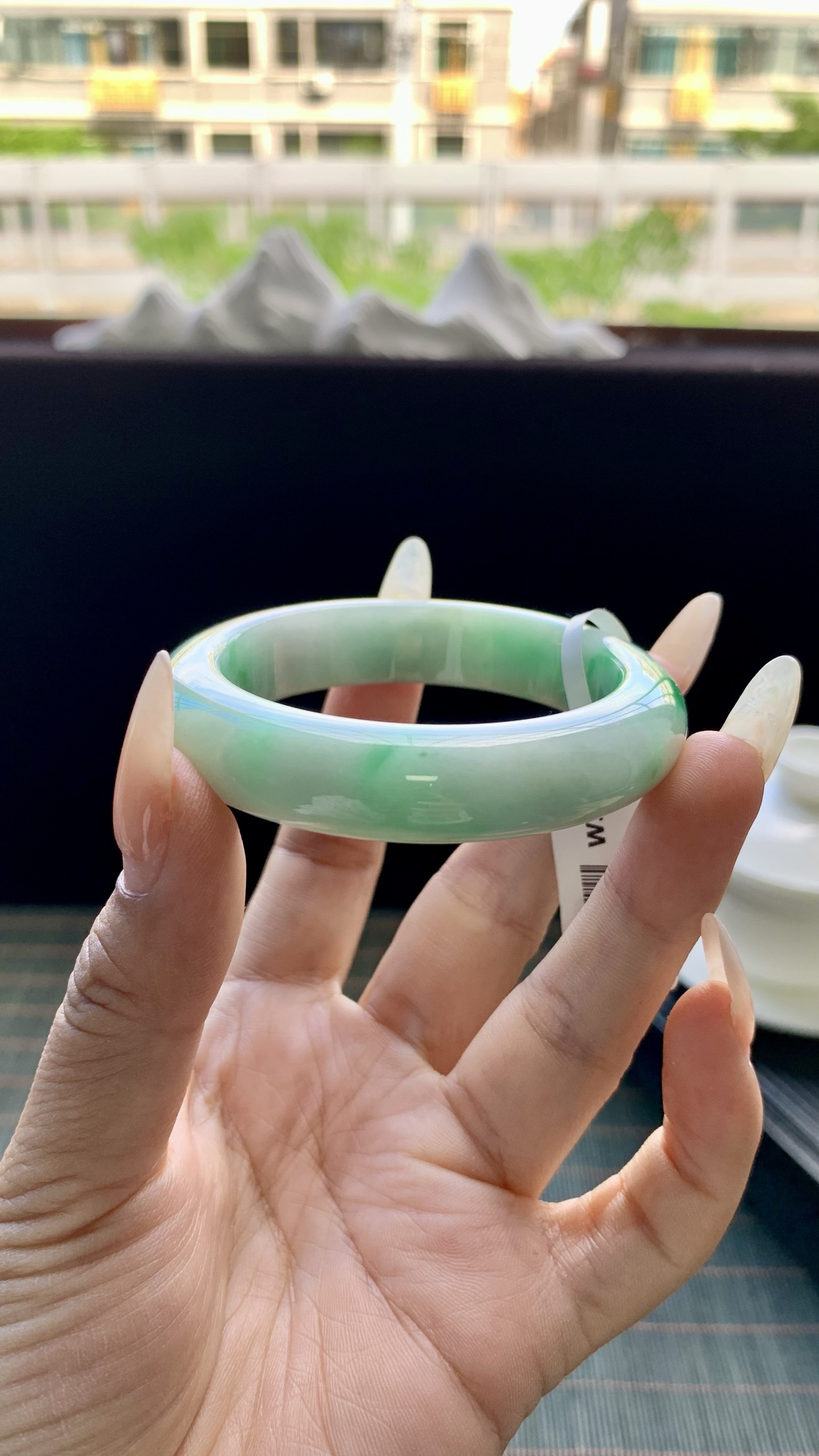 飘阳绿小圈口正圈手镯成品 HYY-3838 尺寸：48-12-9