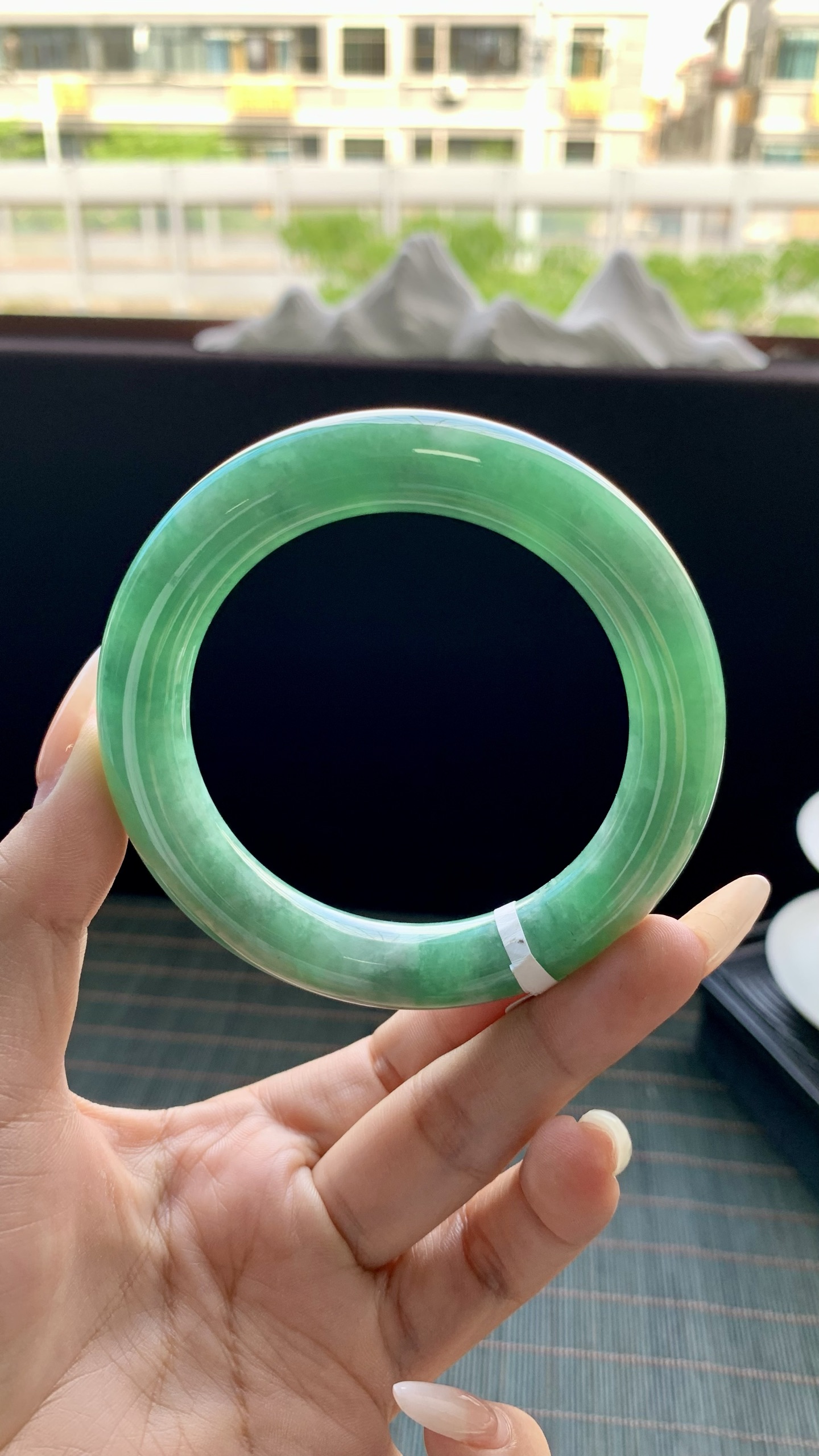 湖水绿圆条手镯成品 HYY-3861 尺寸：56-12-11