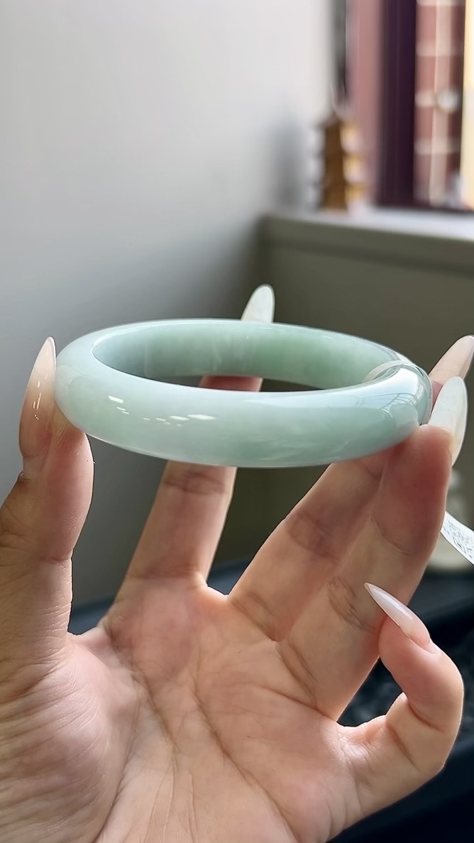 宽版晴底半山水正圈手镯成品 HY-6433 尺寸：56-13-8