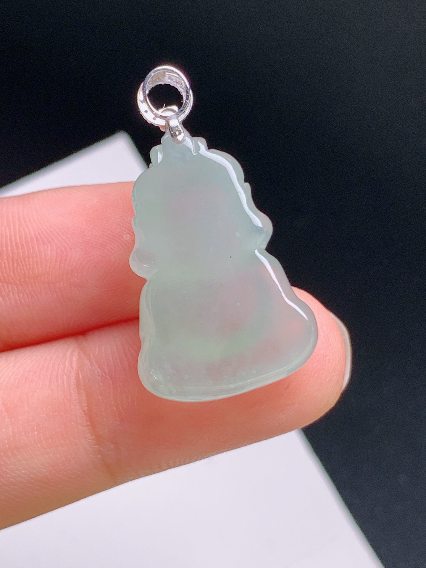️ 冰种宝宝观音吊坠，质地细腻，品相饱满 裸石23.5-15.9-7.8 整体29.7 081004