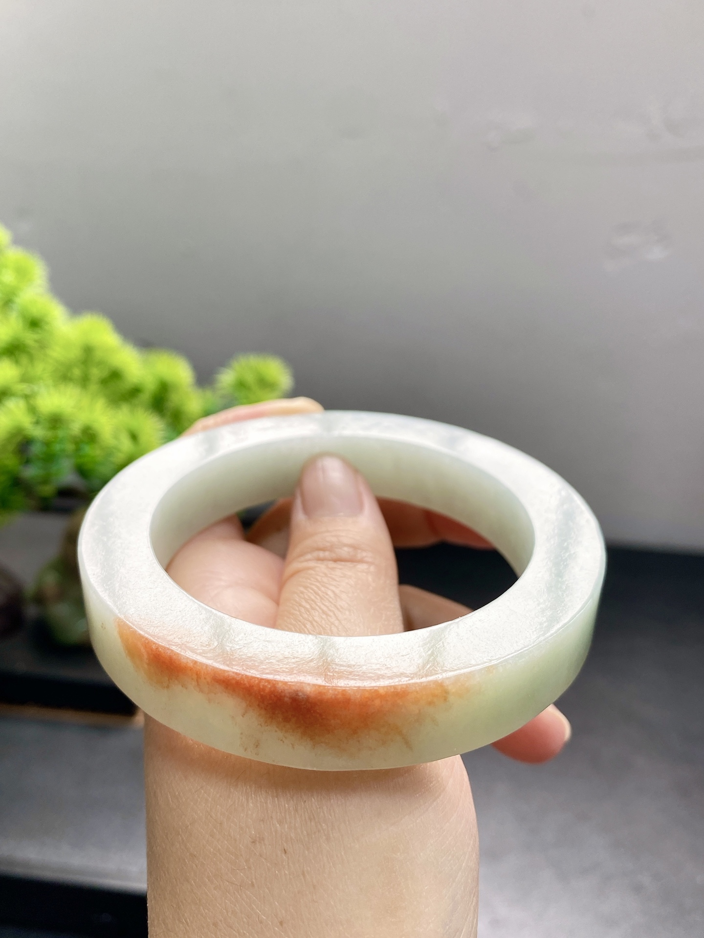 蓝绿底飘红翡 尺寸57-77-12.5 编号JF869