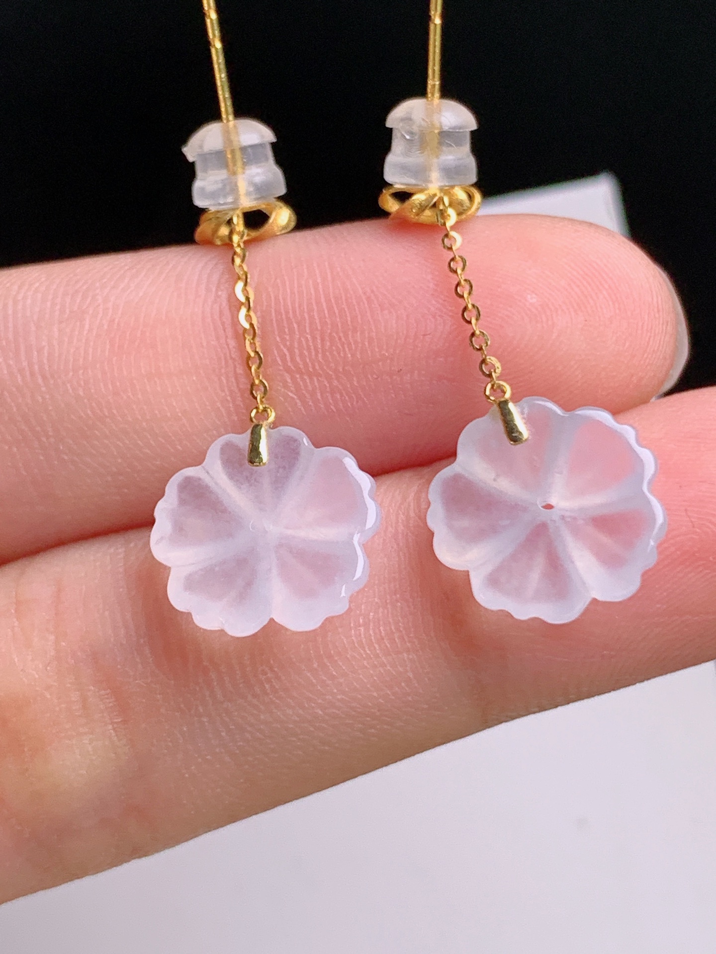 秒杀️ 小花耳坠，冰润透亮，花色柔美，裸石12.2-3.2 081004