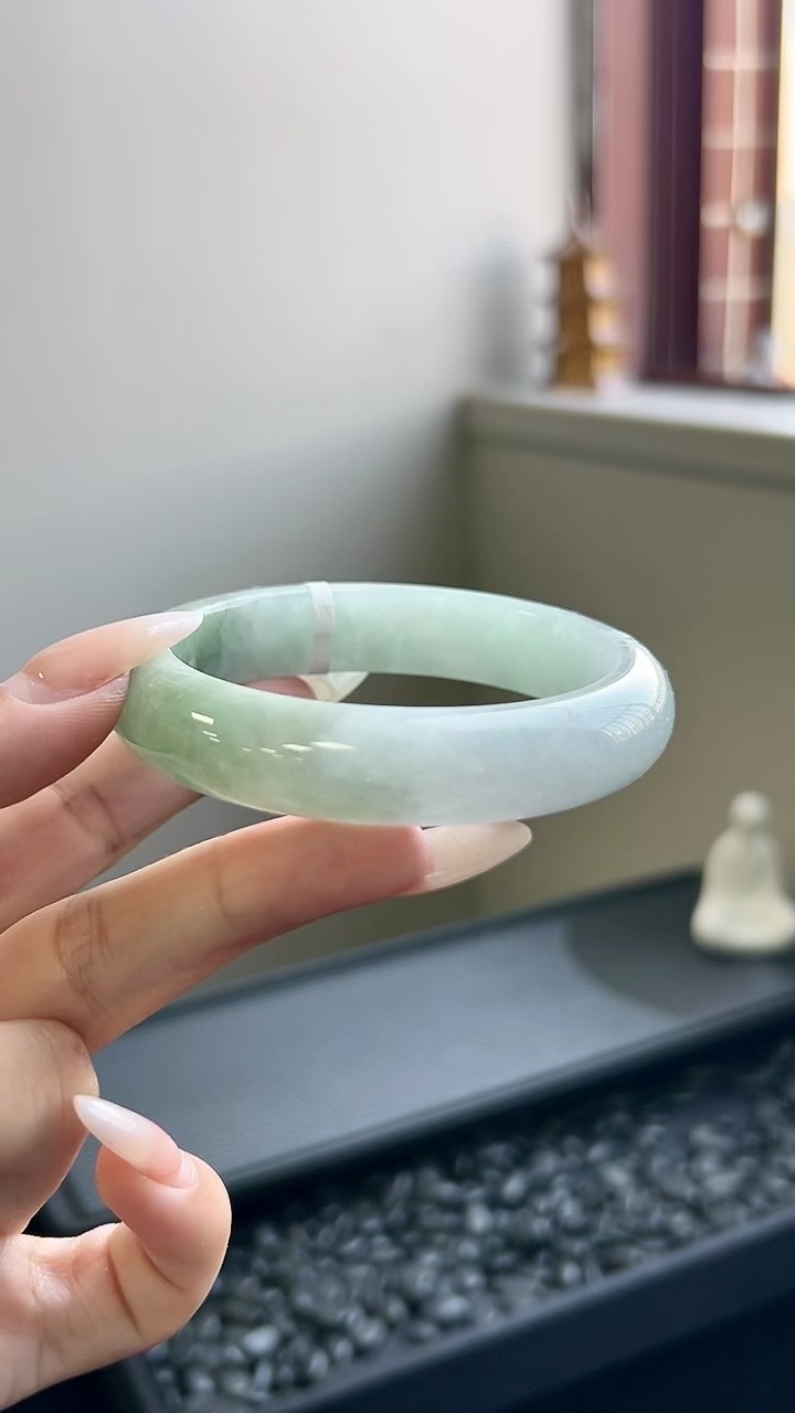 宽版晴底半山水正圈手镯成品 HY-6433 尺寸：56-13-8.5