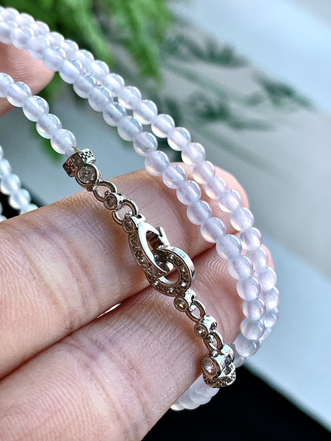 【珠子】️白冰珠链圆珠子珠链 【说明】缅甸 性比高 【尺寸】3.4mm，28cm 【重量】12.8克