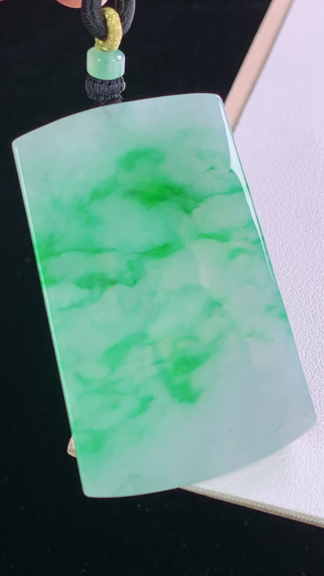 ️冰飘绿山水观音，一刀切，翠色灵动，水润清爽，无裂，尺寸:58.3-37.4-6.0mm 4