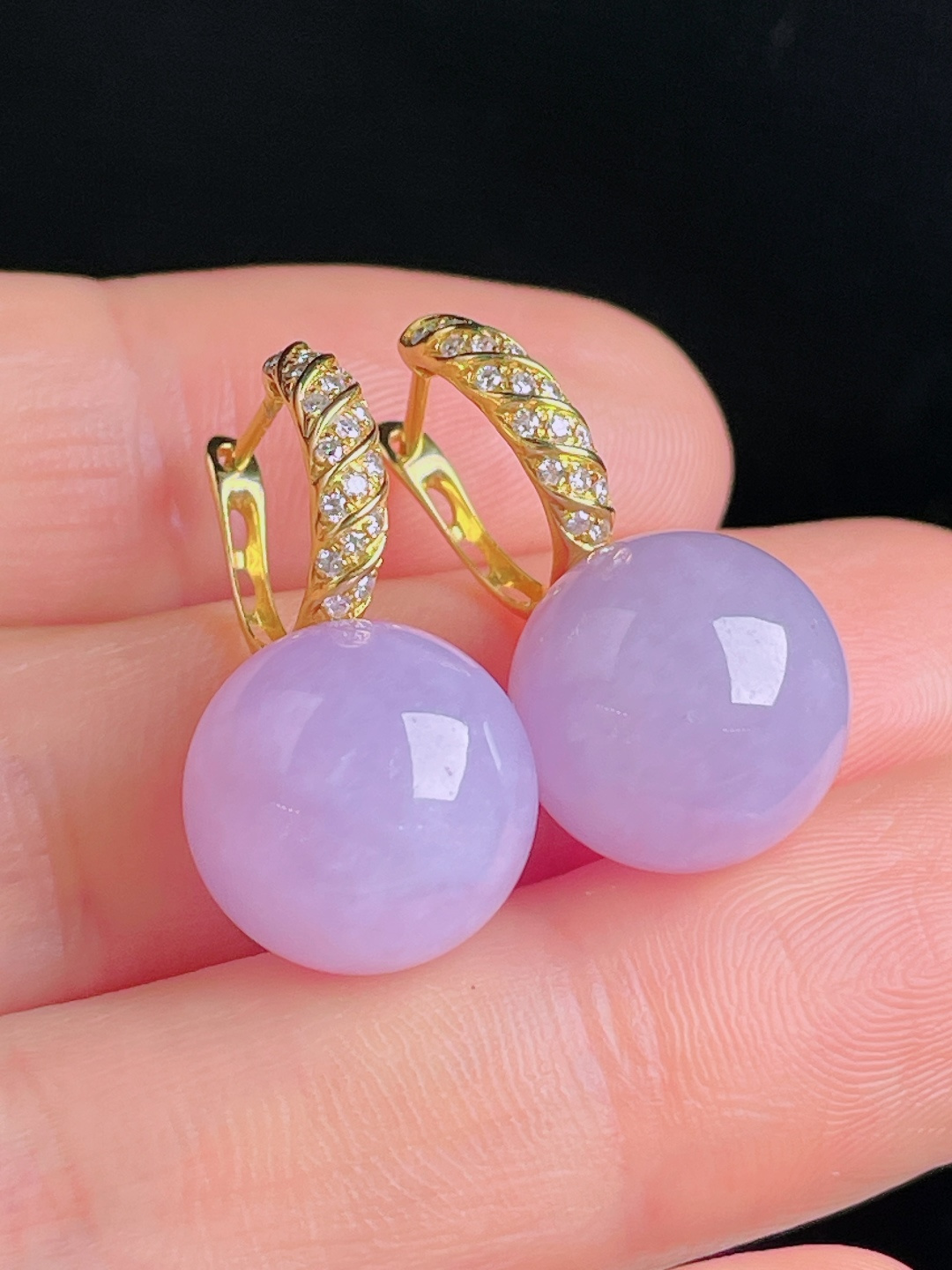 ️耳坠，18k镶嵌，老种起光，细底通透，尺寸：裸石13mm1006
