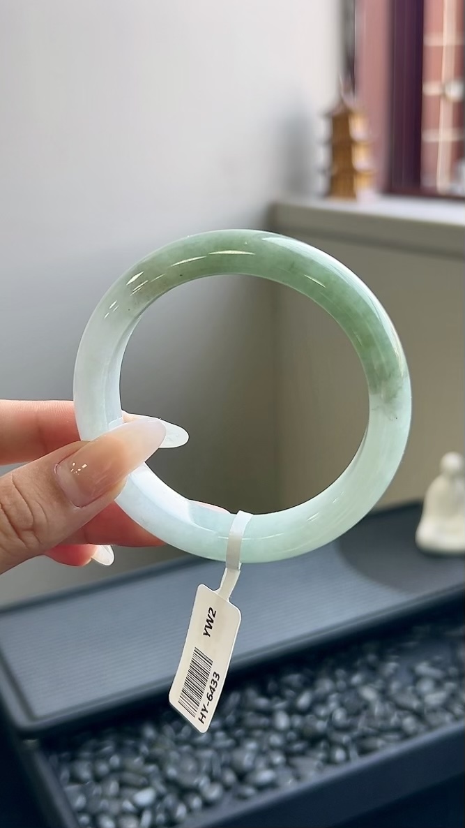 宽版晴底半山水正圈手镯成品 HY-6433 尺寸：56-13-8.5