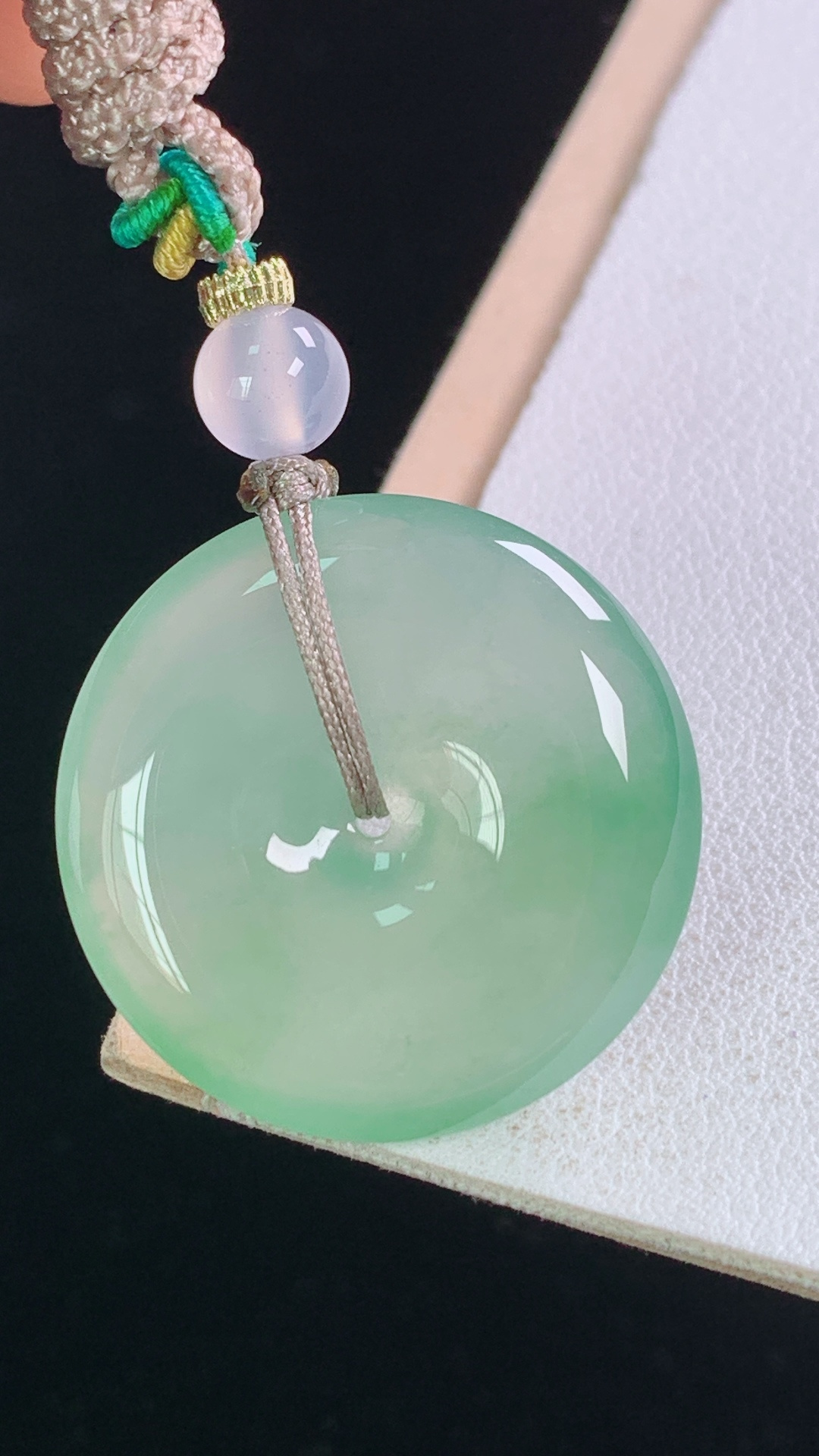 ️冰飘绿平安扣 翠色灵动，有种有色，无裂 尺寸:26.6-5.8mm 4