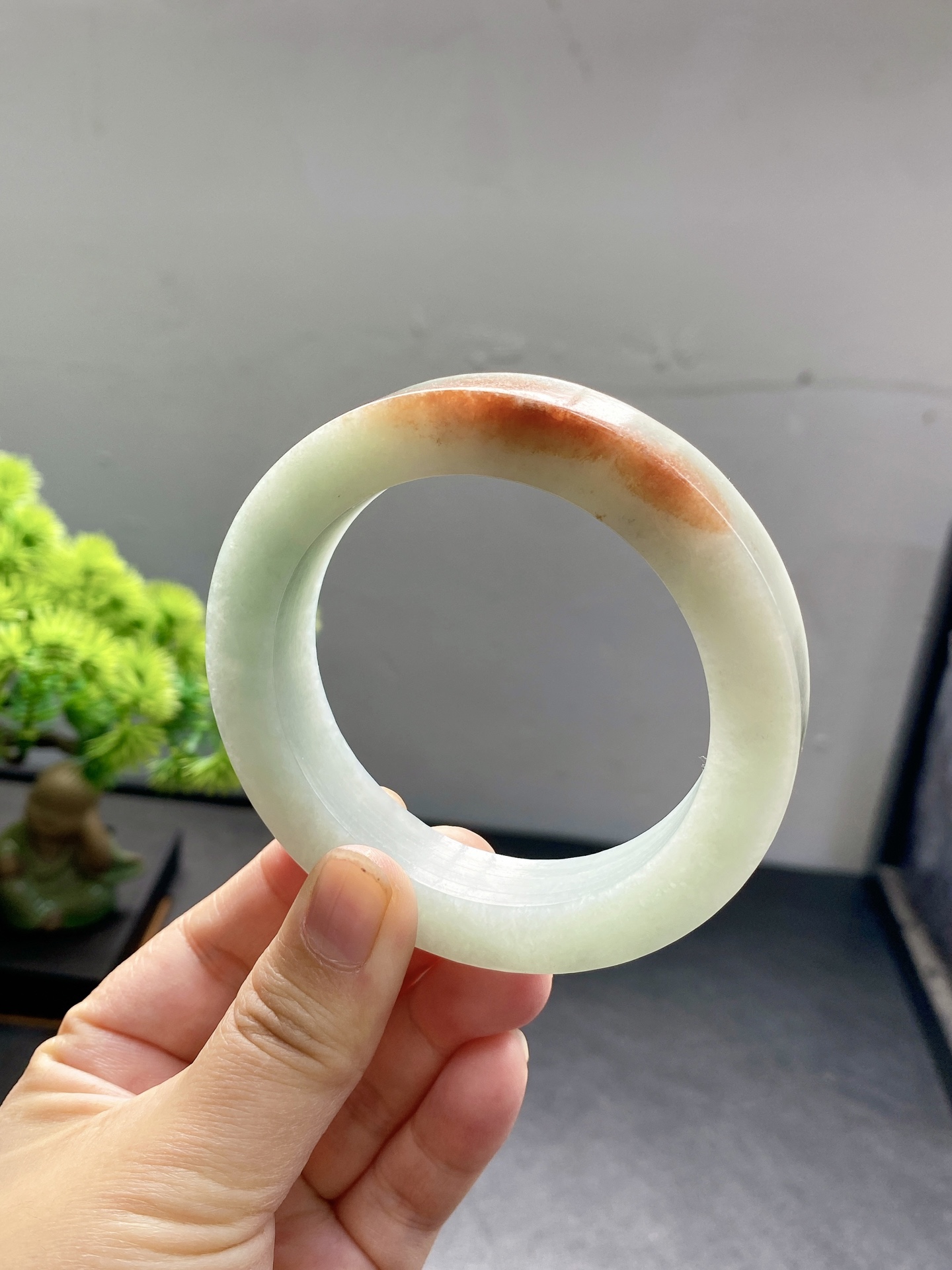 蓝绿底飘红翡 尺寸57-77-12.5 编号JF869