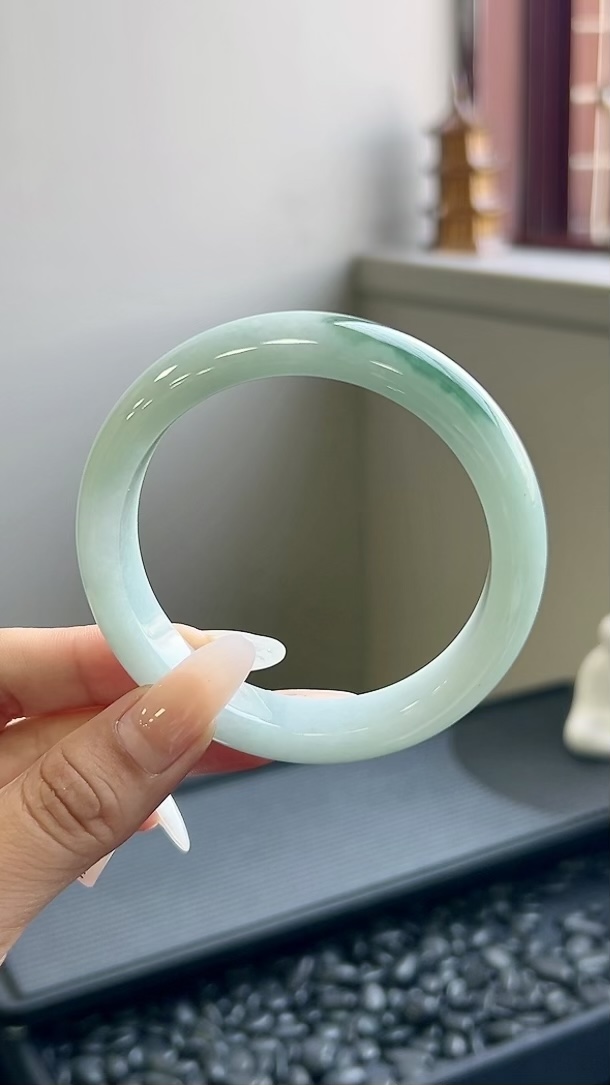 宽版晴底半山水正圈手镯成品 HY-6433 尺寸：56-13-8