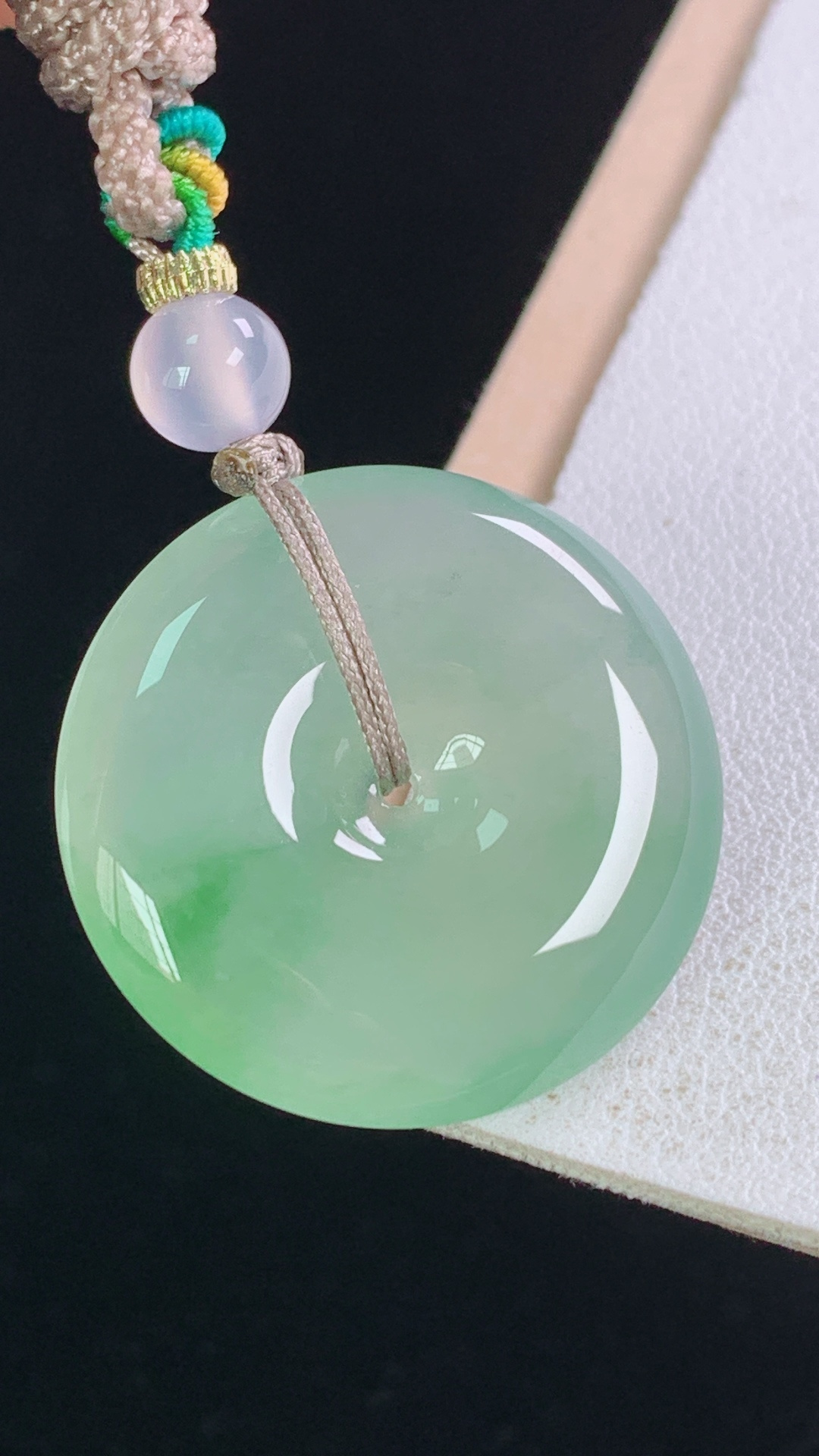 ️冰飘绿平安扣 翠色灵动，有种有色，无裂 尺寸:26.6-5.8mm 4