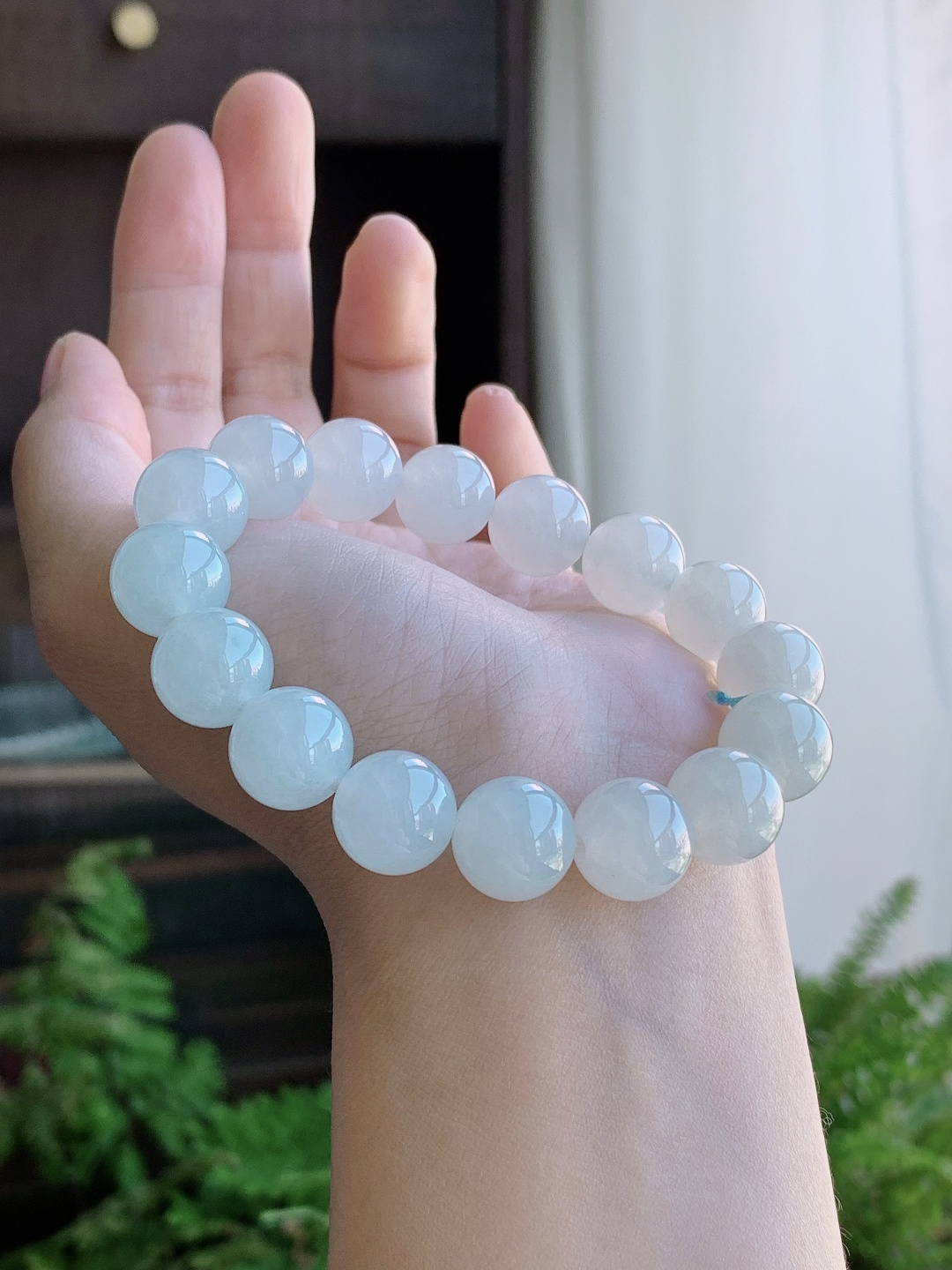 【珠子】白冰手串圆珠珠子手串 【说明】缅甸 性比高 【尺寸】12.7mm 【重量】57.4克