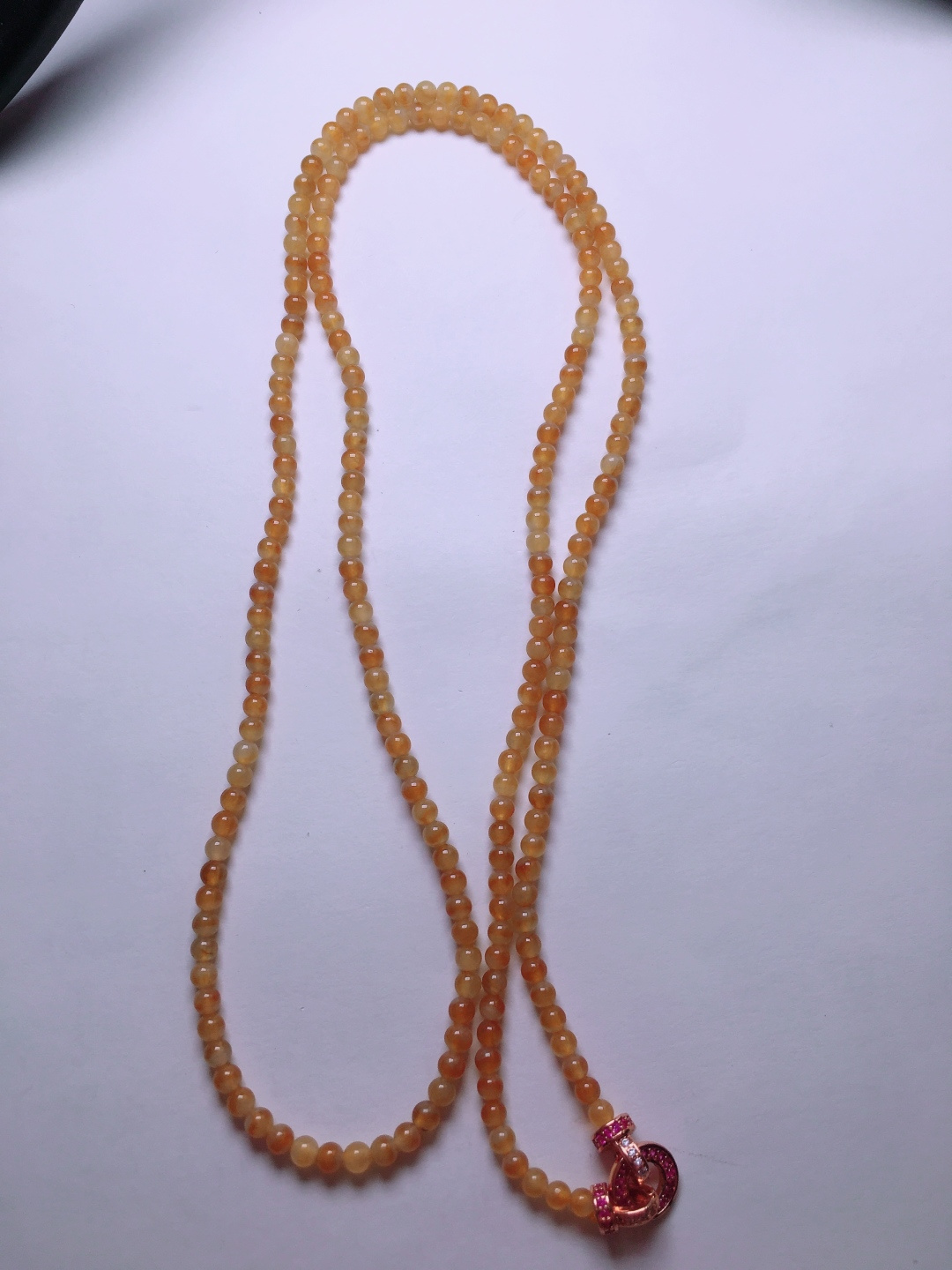 ️高冰黄翡珠子项链，晶莹剔透，新颖时尚，3.3-3.6