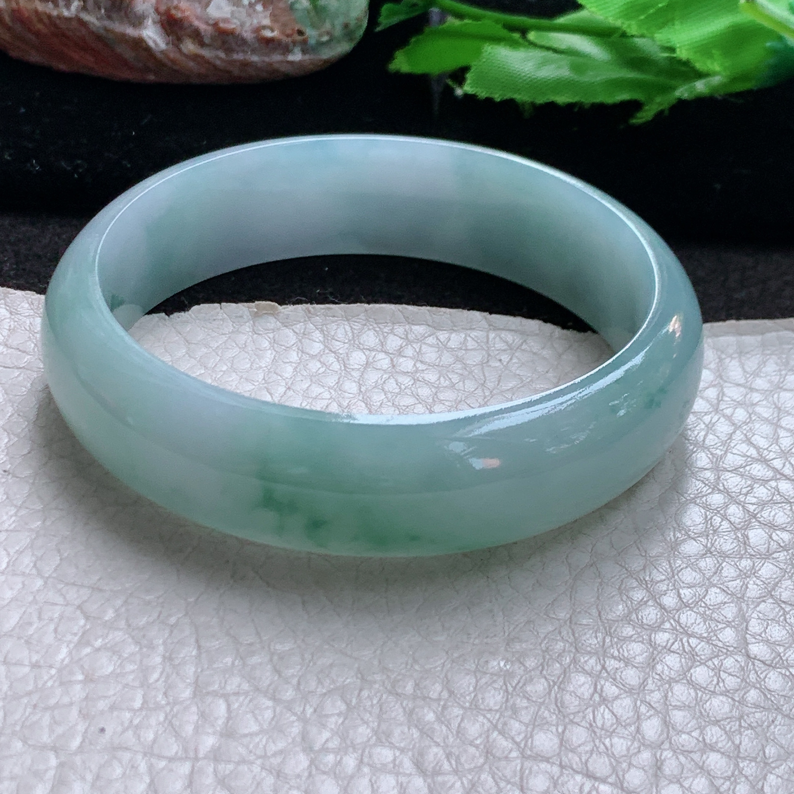 jc实拍59*15.8*7.5轮胎镯 缅甸翡翠a货玉手镯飘花大气宽边玉手环