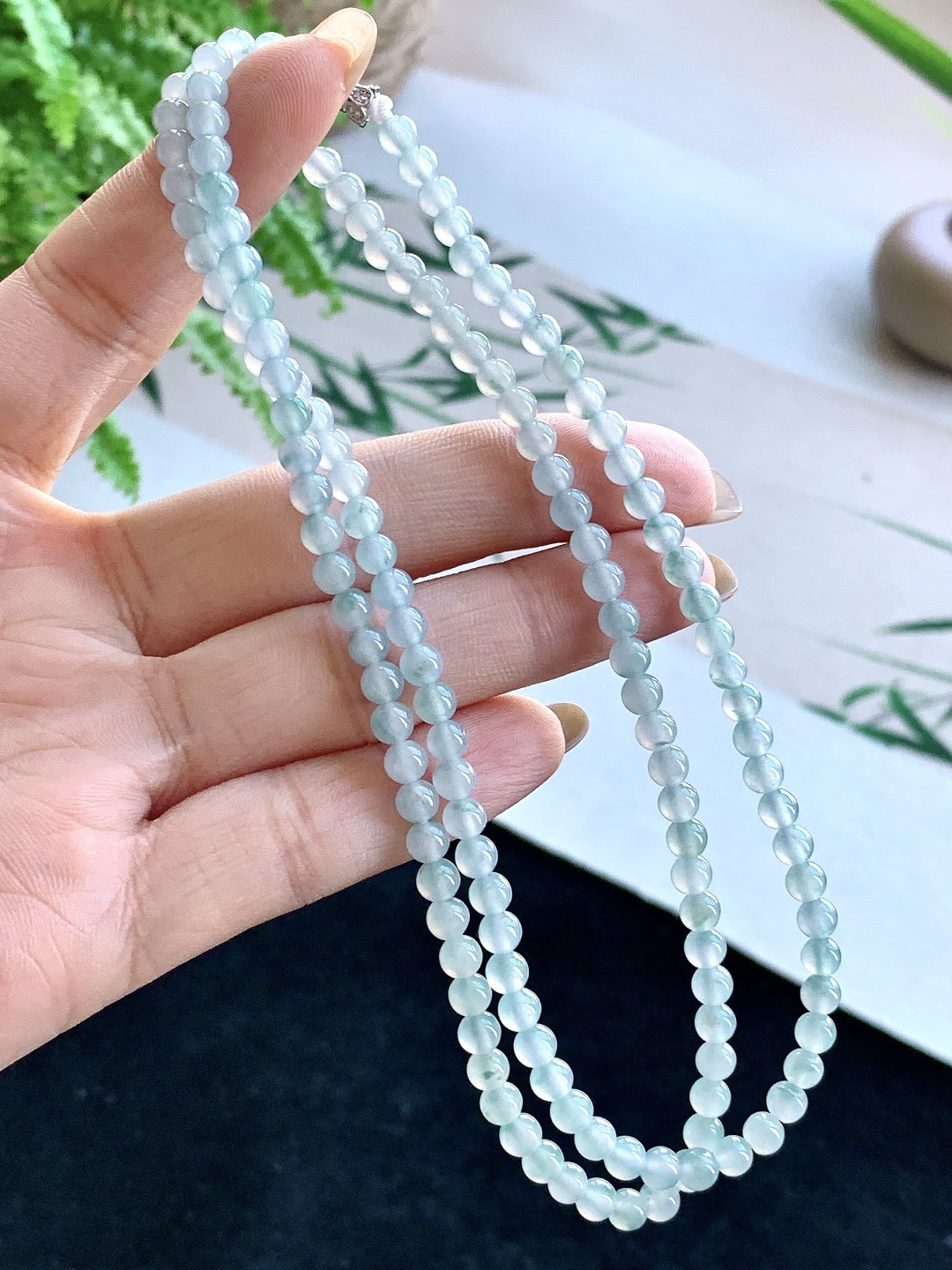 【珠子】️冰晴水珠链圆珠子珠链 【说明】缅甸 性比高 【尺寸】4.5mm，30cm 【重量】22.