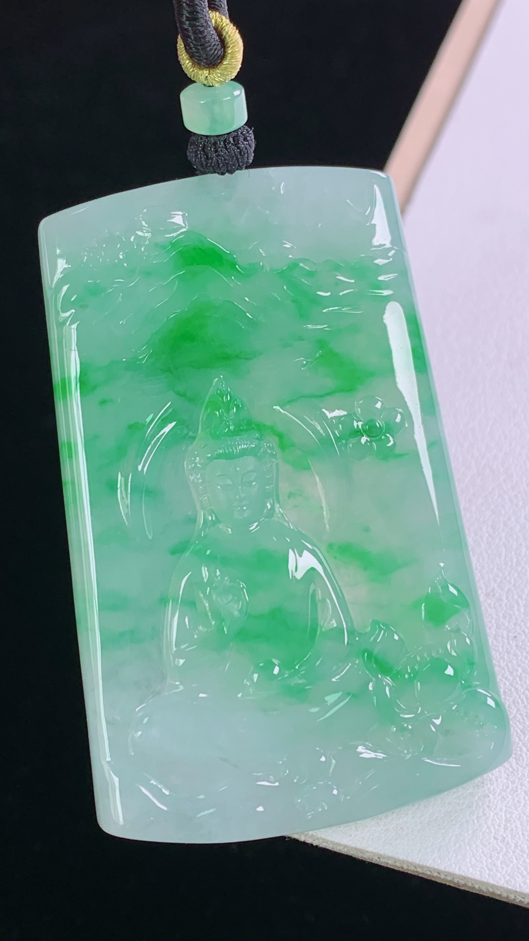 ️冰飘绿山水观音，一刀切，翠色灵动，水润清爽，无裂，尺寸:58.3-37.4-6.0mm 4